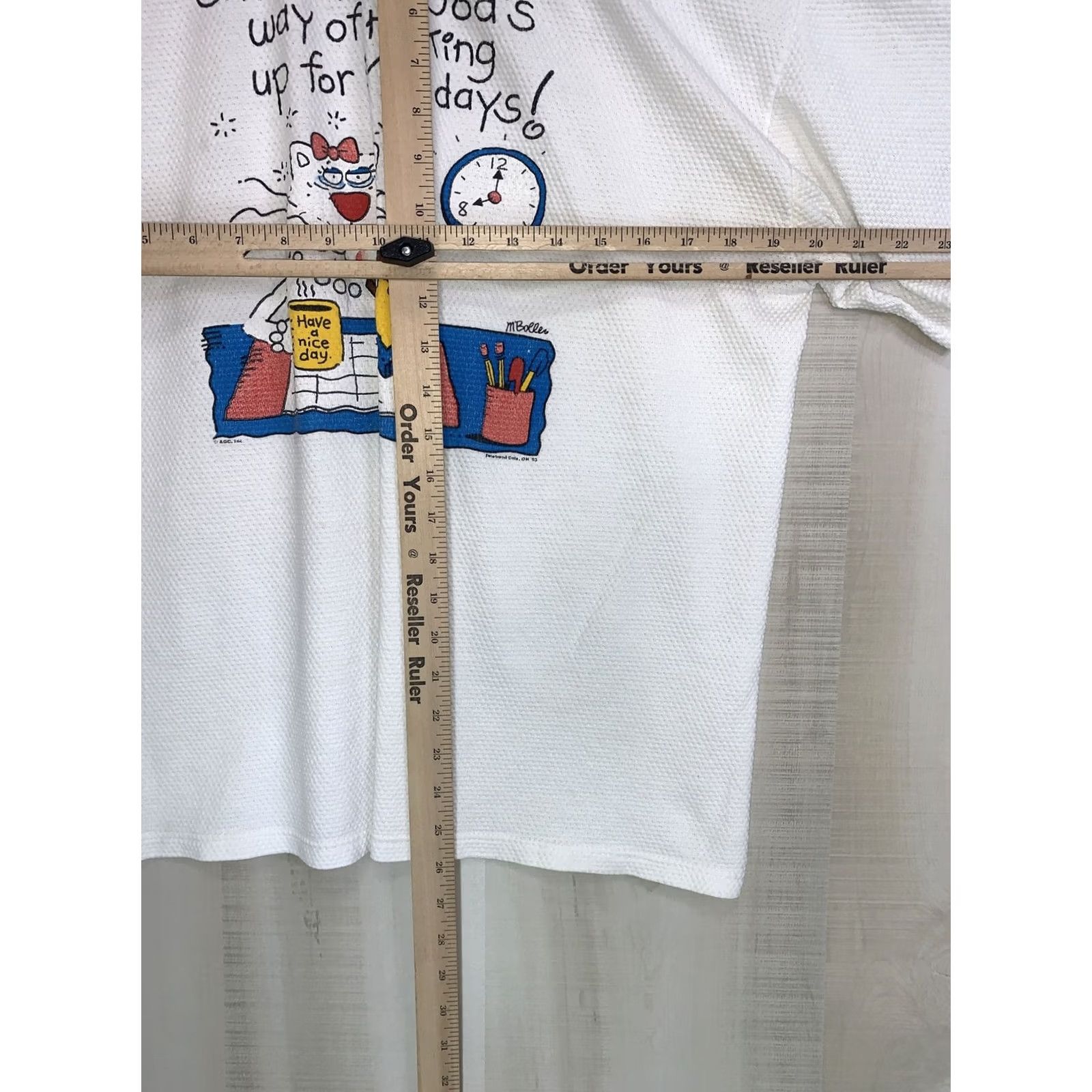 Vintage VINTAGE HL Miller Gold Womens T-Shirt Funny Cat Graphic 1993 Waffle Knit White Large-11386 Size L / US 10 / IT 46 - 6 Thumbnail