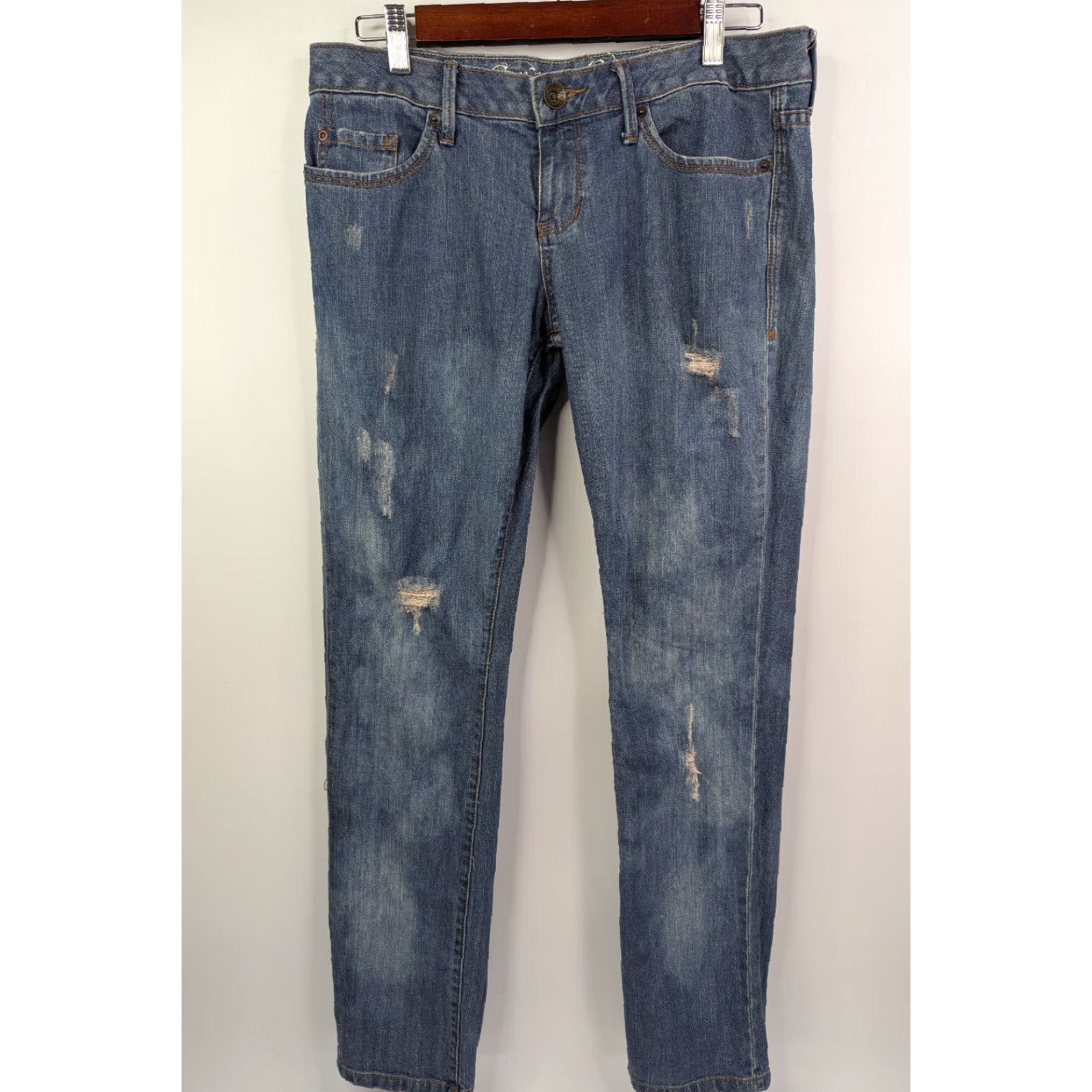 Converse VINTAGE Converse One Star Sheridan Skinny Distressed Riveted Jeans Womens Size 30 Blue 5-Pocket Design Skinny Jeans Womens Men? Size 30" / US 8 / IT 44 - 3 Thumbnail
