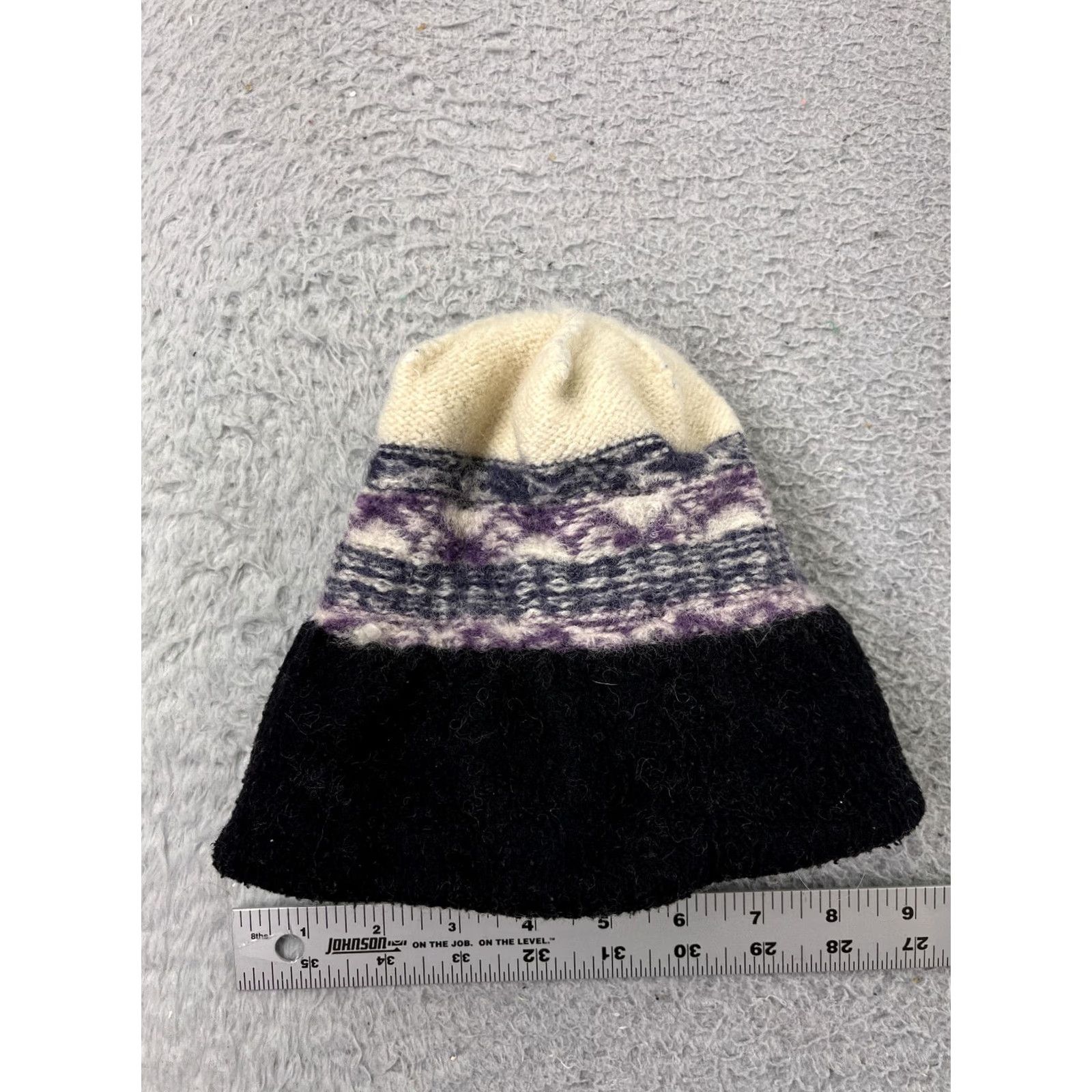 Vintage Do-Gree Beanie Toque Adult One Size Purple Wool Knit Hat Mens Womens Unisex Ski Tassel Lined 100% Wool Geometric Pattern Violet Purple 90s Theme Size ONE SIZE - 6 Thumbnail