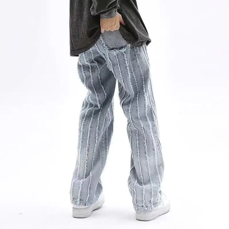 Jean Striped Baggy Flared Wide Leg Jeans y2k retro Size US 32 / EU 48 - 6 Thumbnail