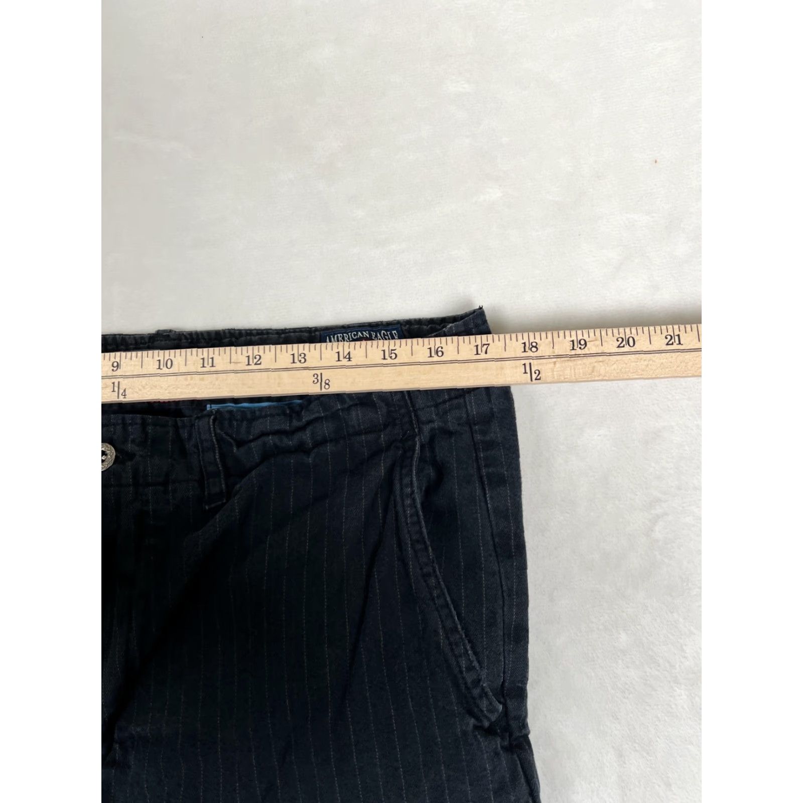 American Eagle Outfitters VINTAGE American Eagle AE Khaki Pants Mens 34x30 Gray Pinstripe Straight Leg Y2K Size US 34 / EU 50 - 3 Thumbnail