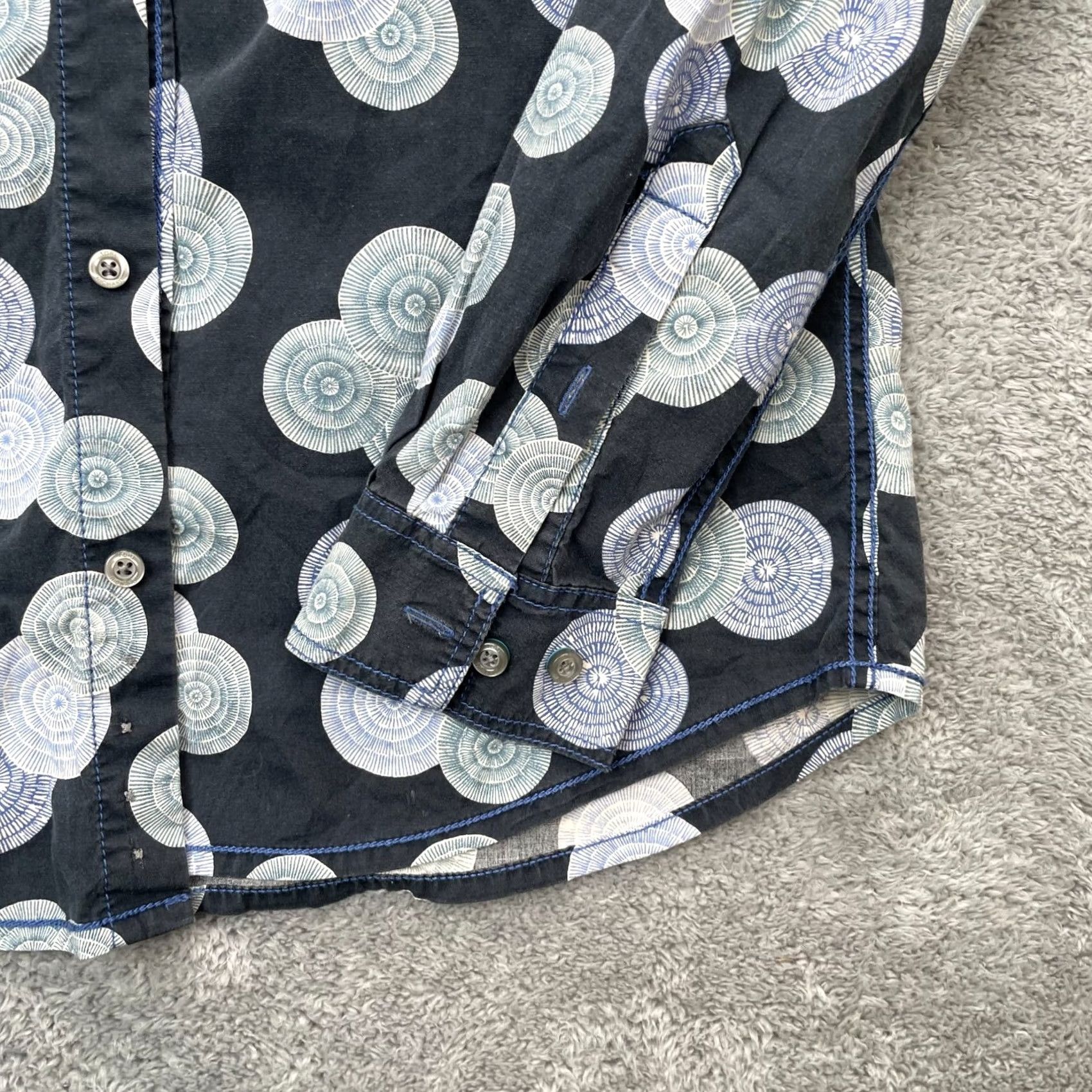 Tori Richard Tori Richard Shirt Men S Black Printed Cotton Long Sleeve Abstract AOP Button-Up Casual Beach Hawaiian 90s Womens Mens Girls Size 36R - 2 Thumbnail