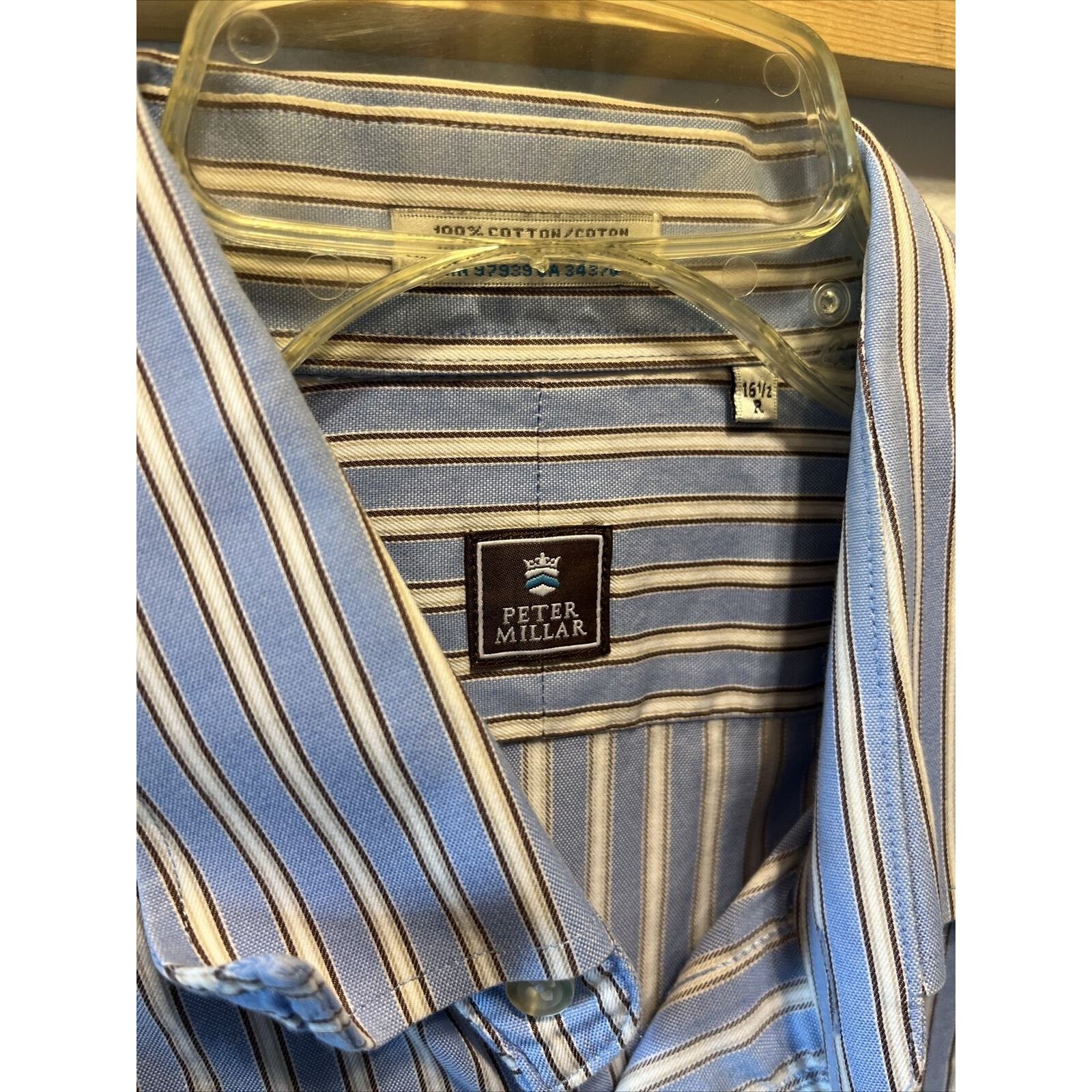 Peter Millar Peter Millar Men’s 16.5 Blue Striped LS Button Down Shirt Size US XL / EU 56 / 4 - 13 Thumbnail