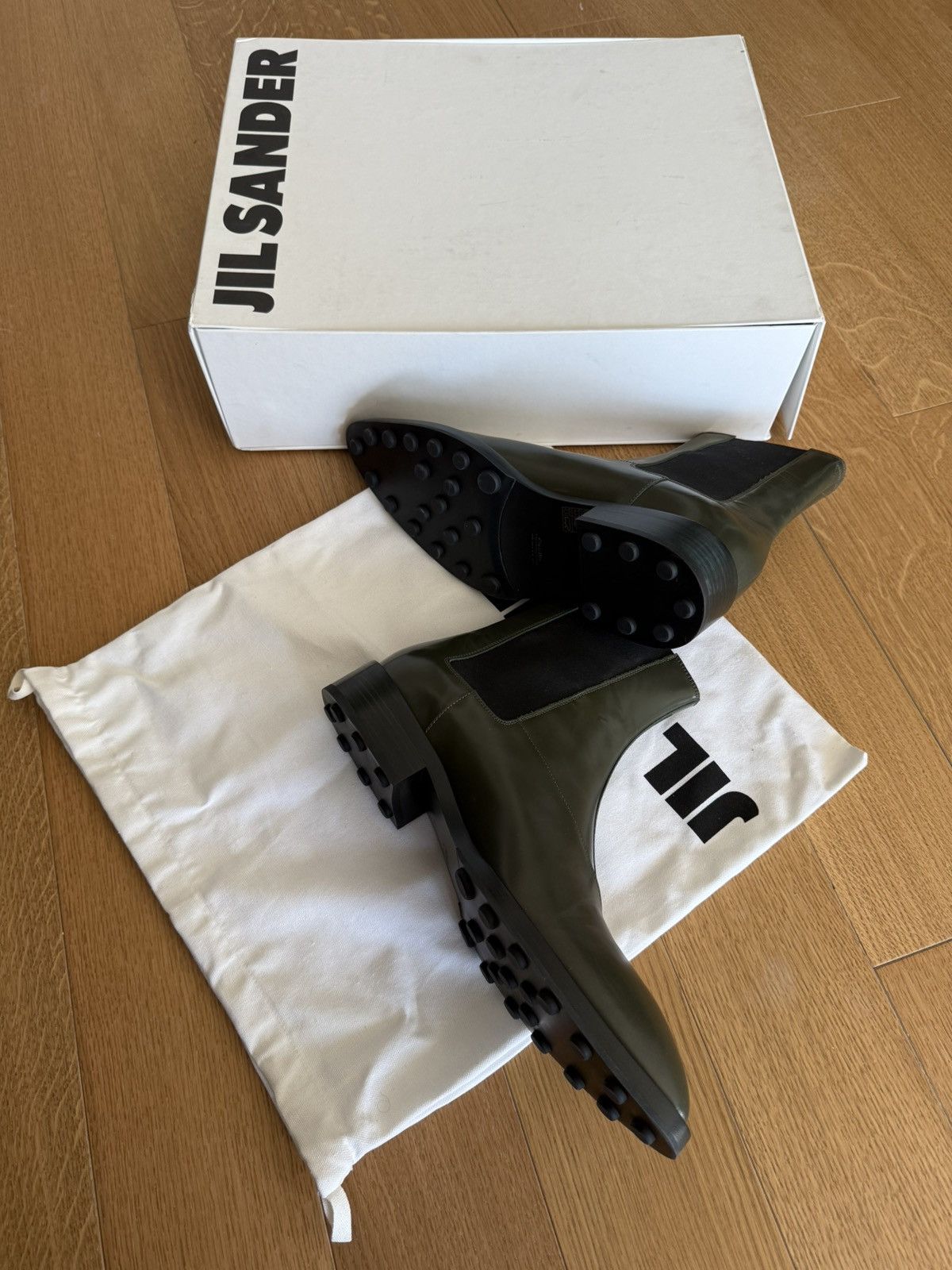 Jil Sander Jil Sander FW22 Pointed Toe Leather Chelsea Boots Green Size US 11 / EU 44 - 2 Thumbnail