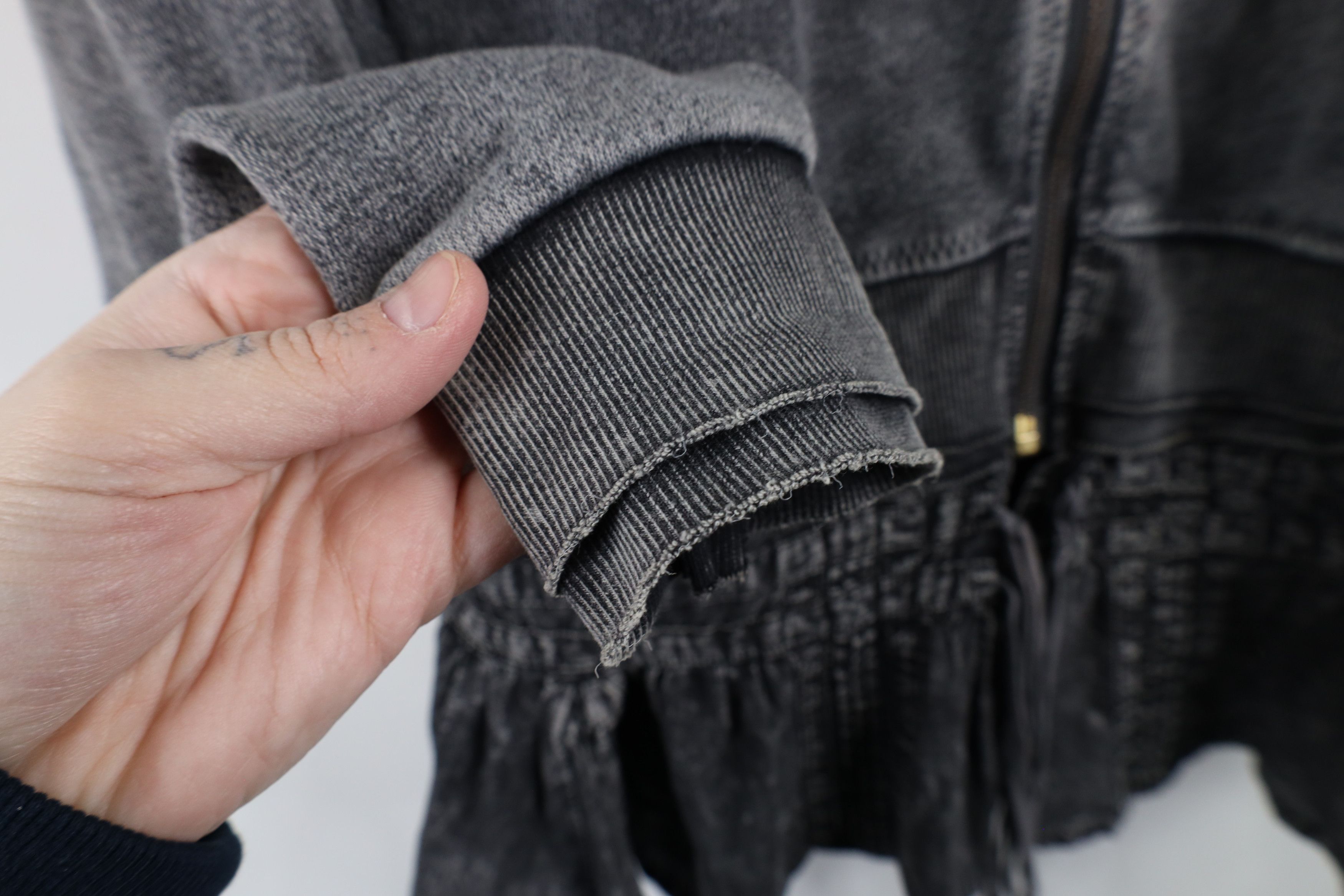 Free People × Vintage Free People Acid Wash Ruffled Full Zip Hoodie Sweatshirt Size S / US 4 / IT 40 - 8 Thumbnail