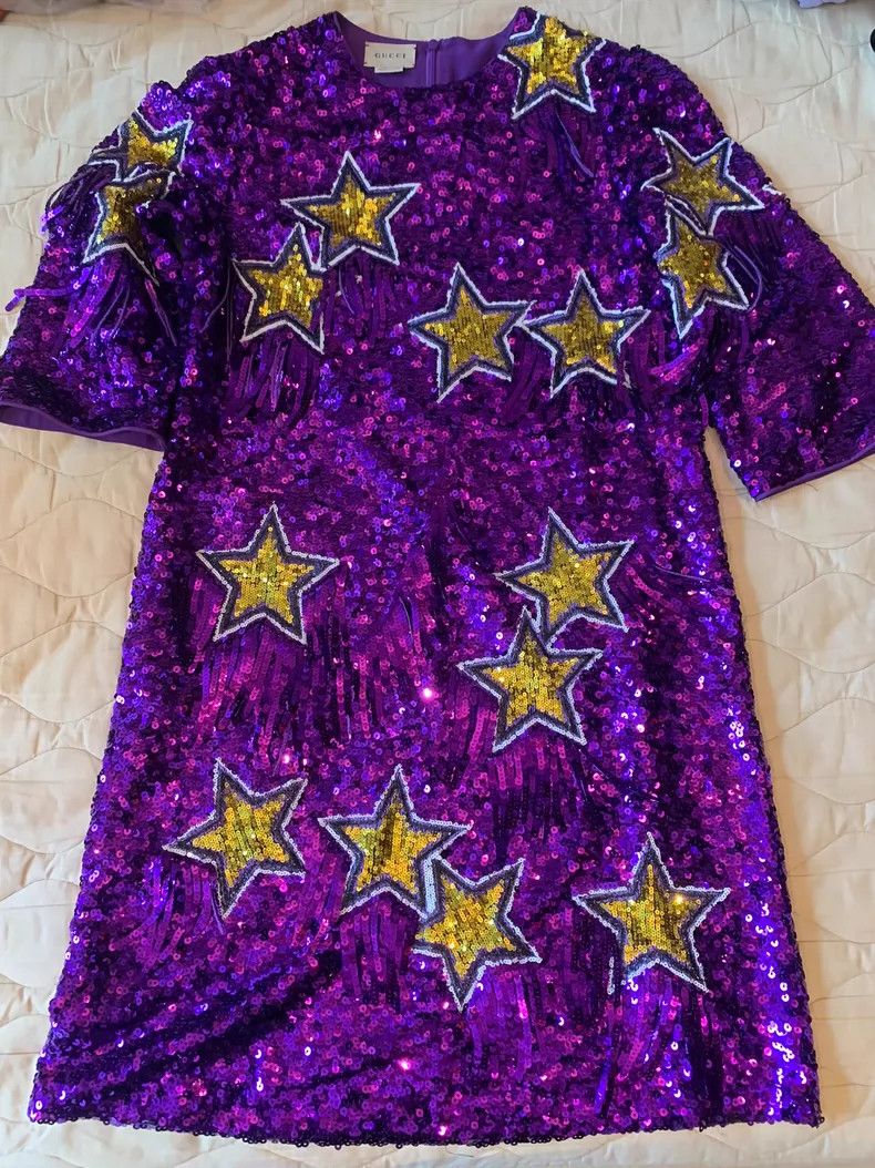 Purple Bling Bling Gucci Dress with Stars-dmc
