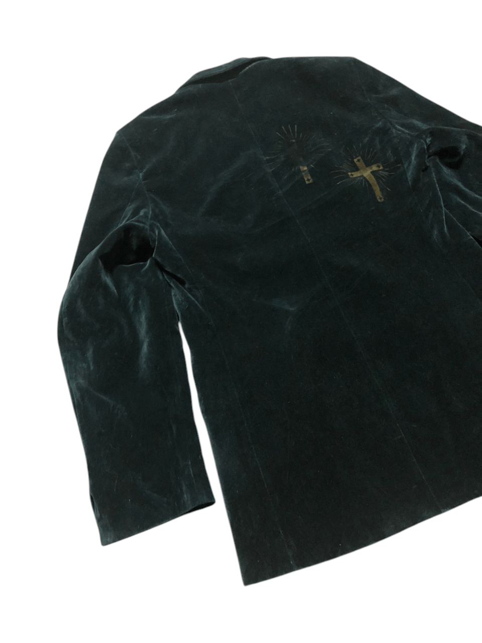 N.Hoolywood N.HoolyWood Green Velvet Blazer Design Cross Printed Size US S / EU 44-46 / 1 - 9 Thumbnail