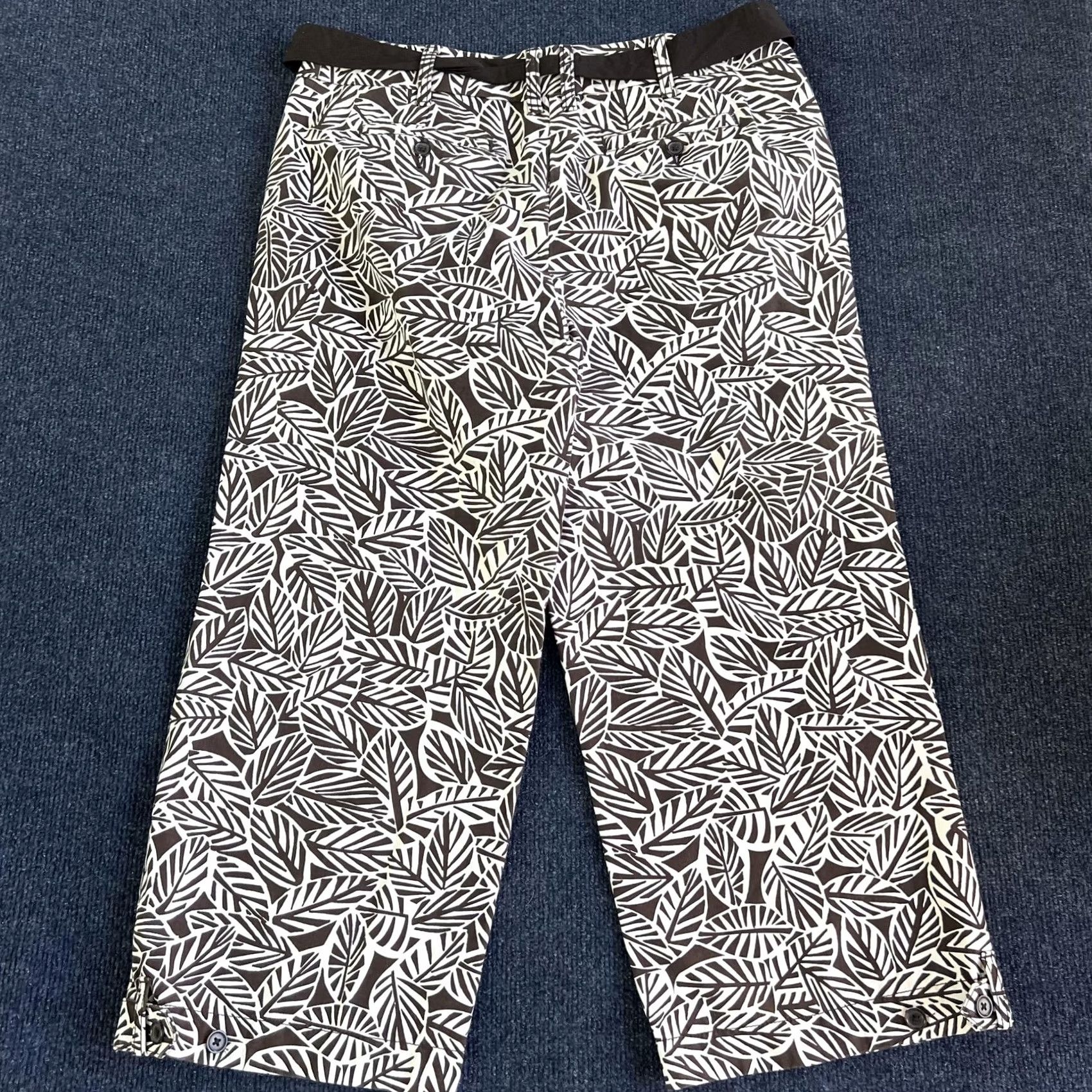 Lands' End Lands End Womens Pants 10 Brown White Leaf Print Crop Chino 100% Cotton Size 32" / US 10 / IT 46 - 3 Thumbnail
