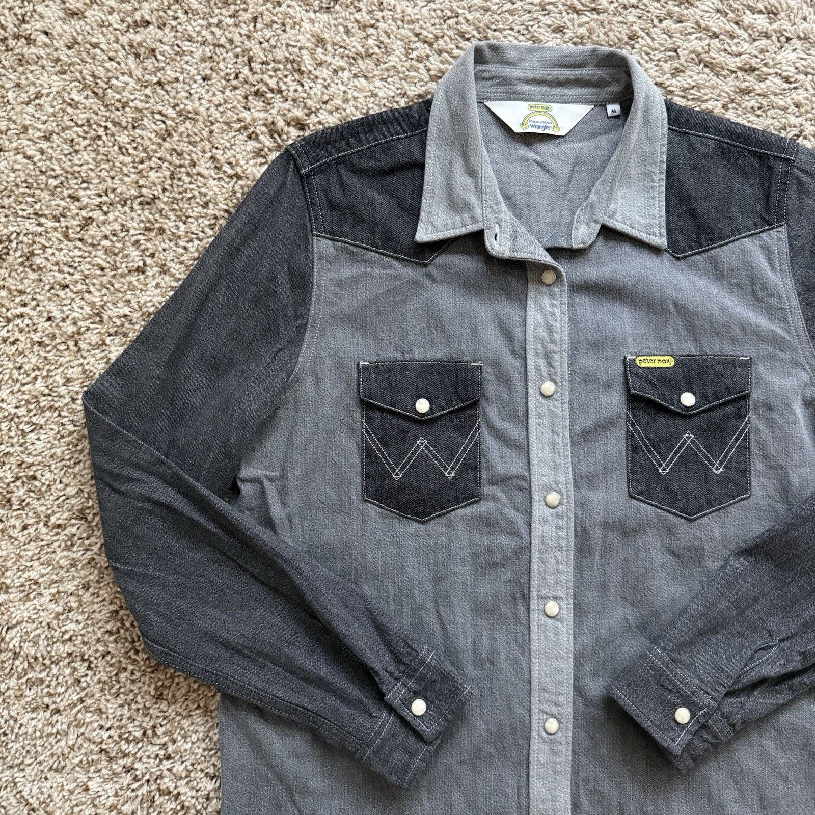 Free People × Wrangler Free People Wrangler Peter Max Western Pearl Snap Grey Shirt Size M / US 6-8 / IT 42-44 - 2 Thumbnail