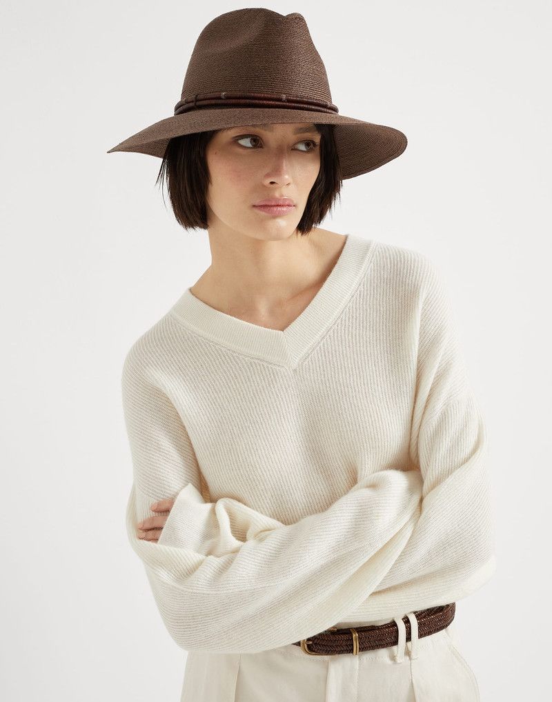 Brunello Cucinelli o1la1rc1a0326 Alpaca English Rib Sweater in Ivory Size S / US 4 / IT 40 - 4 Thumbnail