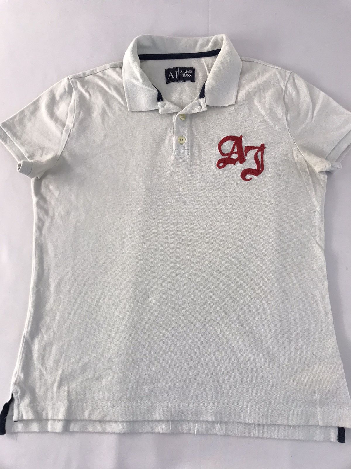 Armani × Designer Armani Jeans Big Logo Design Polo Tee T-shirt Size M / US 6-8 / IT 42-44 - 3 Thumbnail