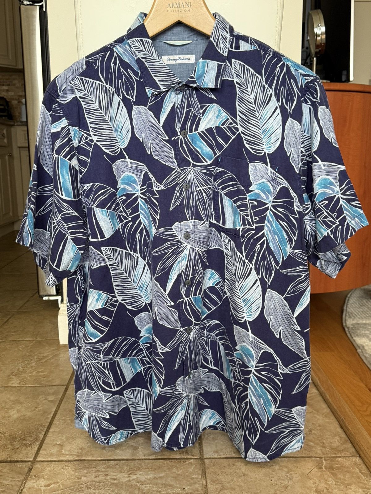 Tommy Bahama Blue and White Casual Button Down Shirt
