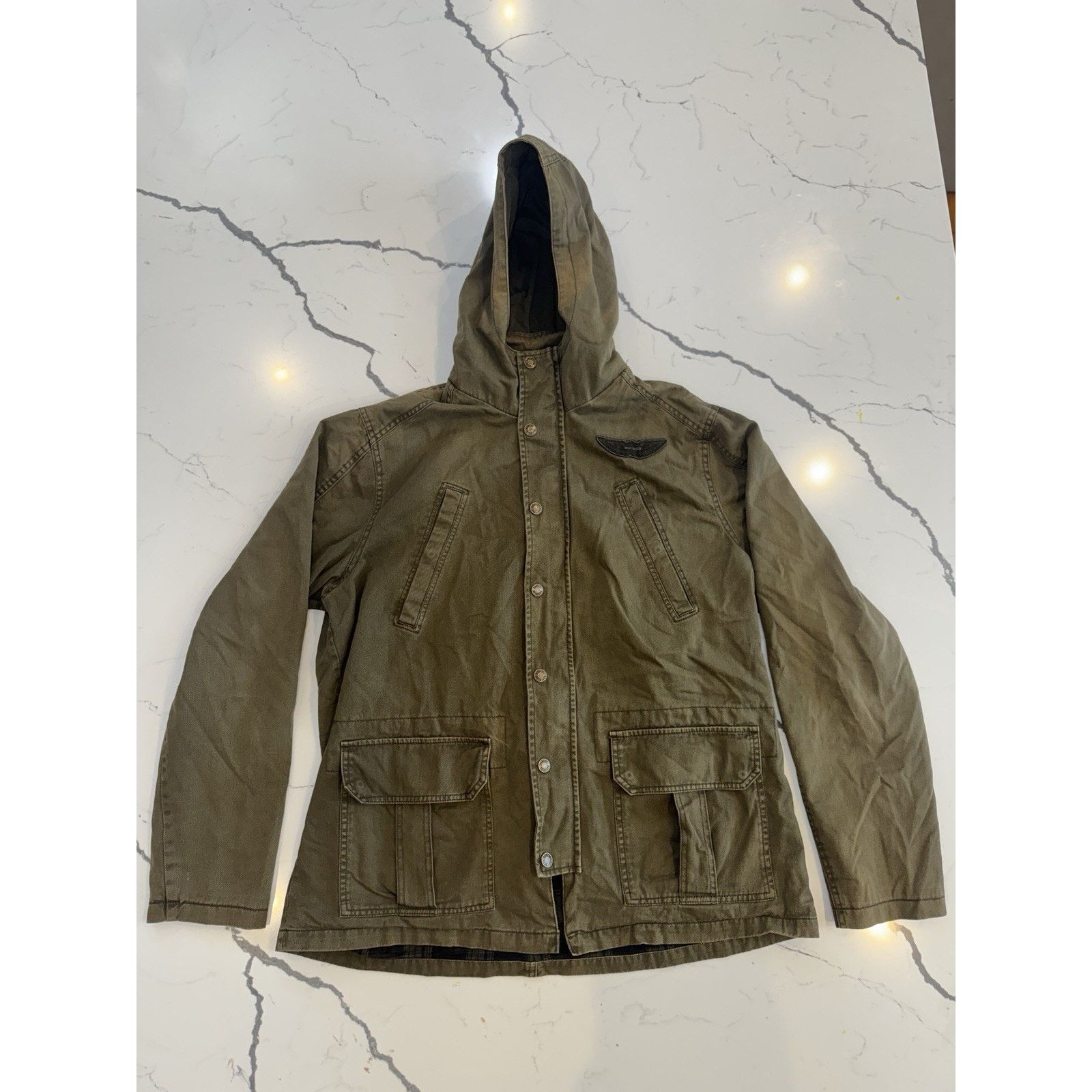 Harley Davidson Harley-Davidson Men Hooded Jacket Zip Green Motorcycle Patch Size US XL / EU 56 / 4 - 1 Thumbnail