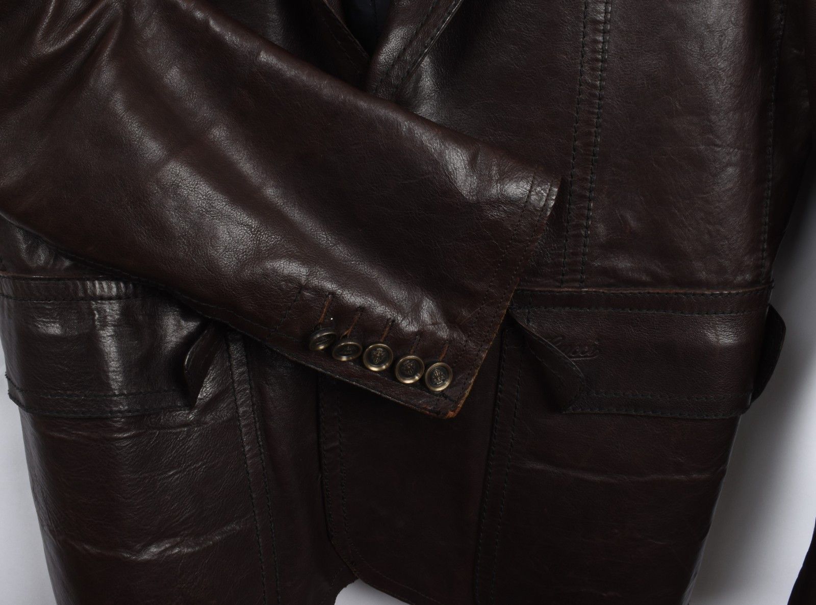 Gucci Gucci Men Leather Jacket blazer style Size IT52-L, S1931 Size US L / EU 52-54 / 3 - 8 Thumbnail