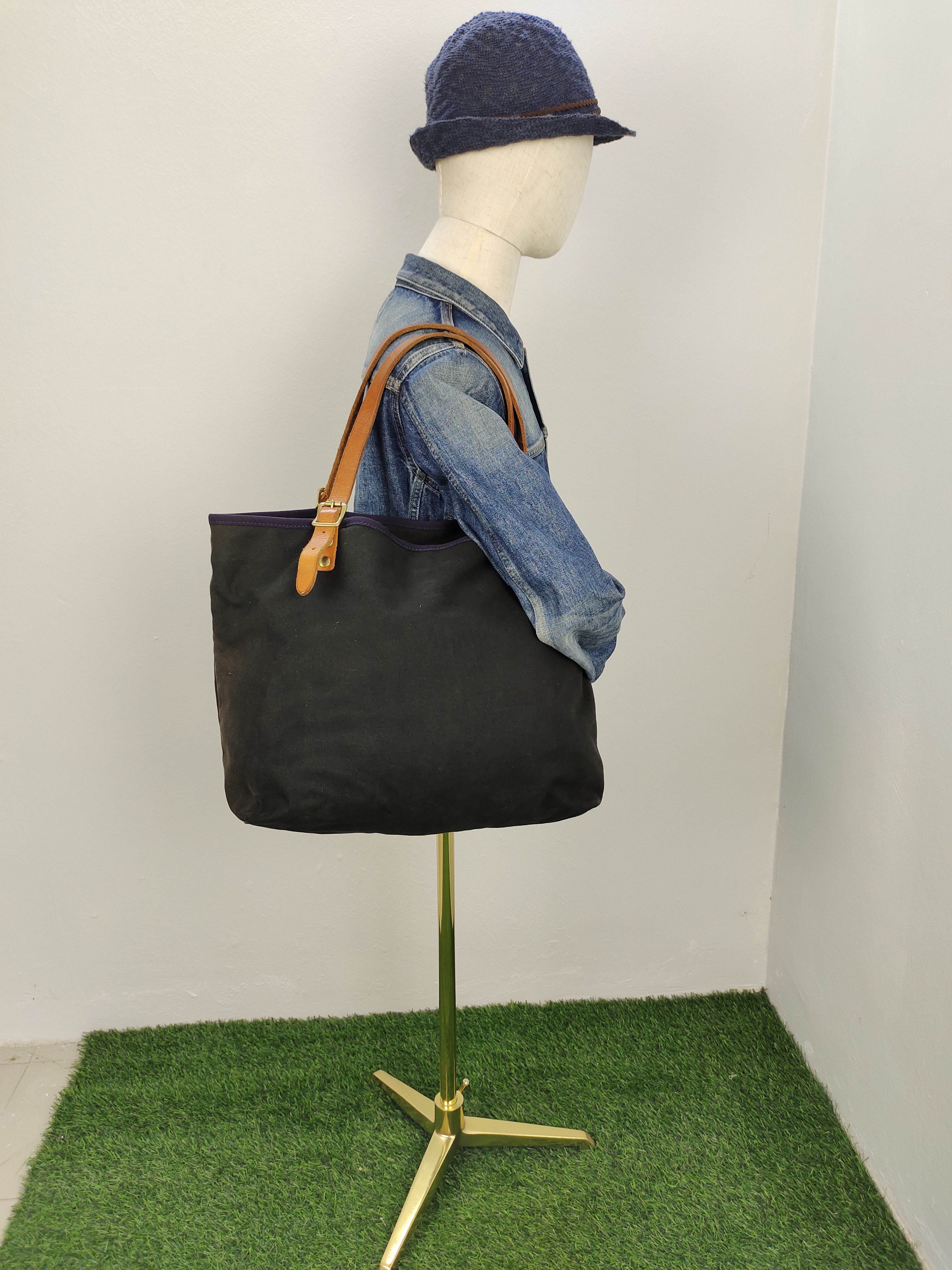 Hysteric Glamour Vintage Ship Blue Japan Faded Canvas Mix Leather Tote Bag Size ONE SIZE - 2 Thumbnail