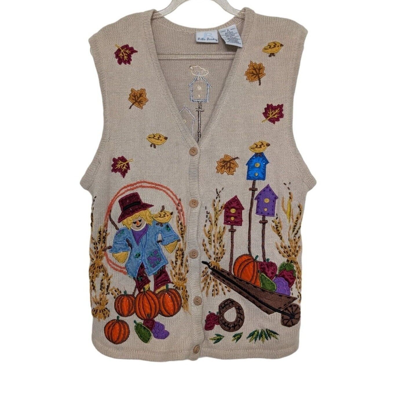 Designer Vintage Fall Scarecrow Sweater Vest Womens Size Small Beige Size S / US 4 / IT 40 - 1 Thumbnail