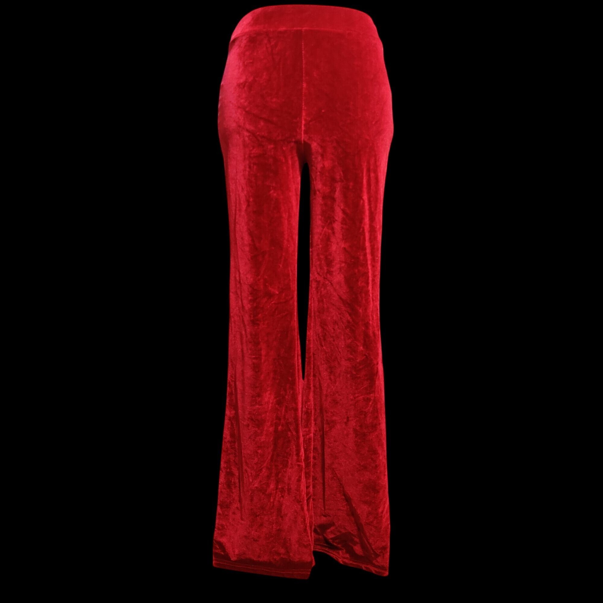 Other Velour Pants M Womens Red Velvet Stretch Flare Leg Lounge Tr Size 26" / US 2 / IT 38 - 11 Thumbnail
