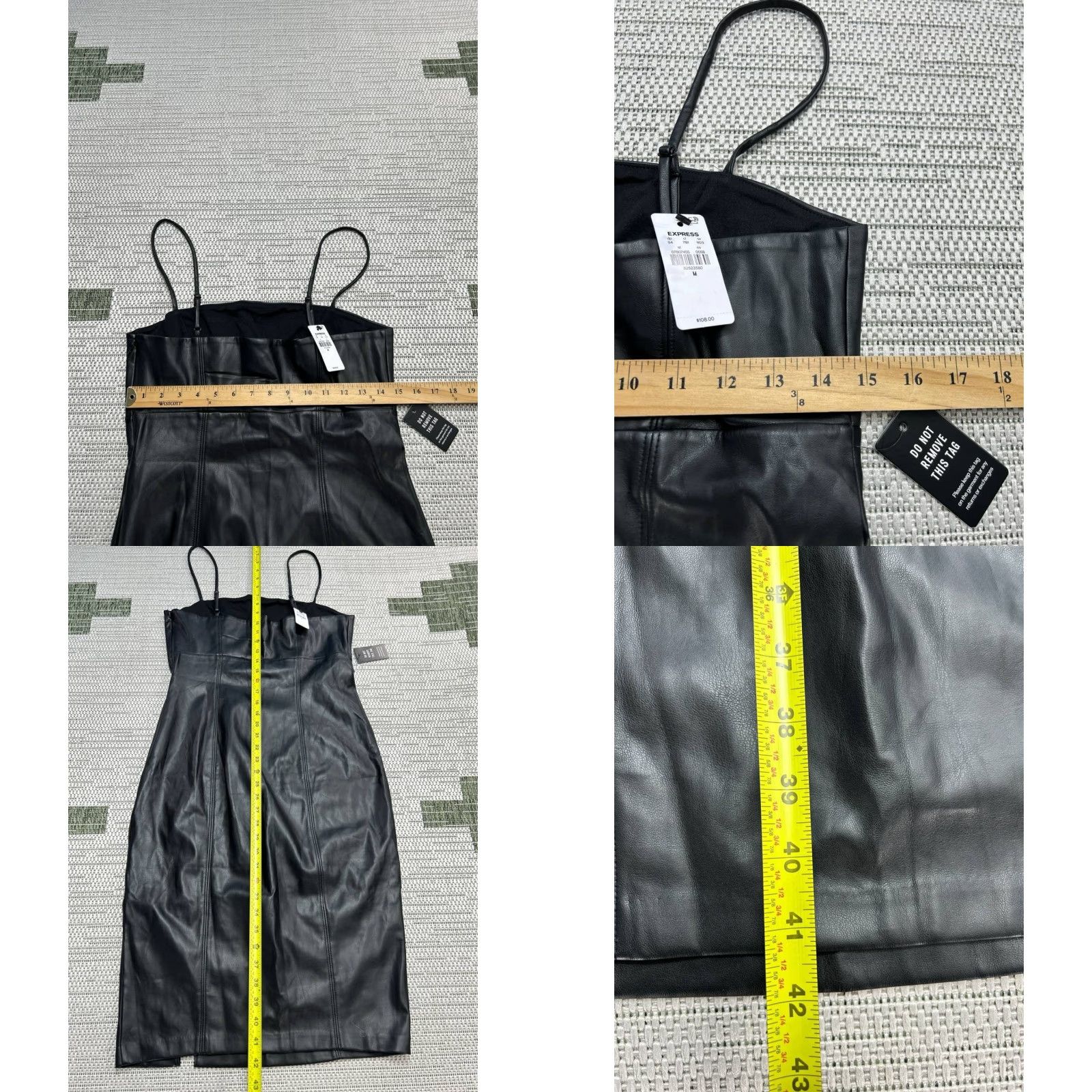 Express Express Dress Blouson Bodycon Womens Medium Black Faux Leather Party/Cocktail Dress Size M / US 6-8 / IT 42-44 - 8 Thumbnail
