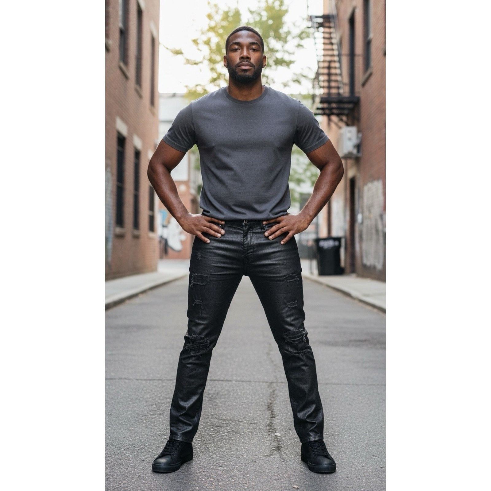 Smoke Rise Smoke Rise Men's Black Slim Distressed Denim Cotton Urban Size US 42 / EU 58 - 1 Thumbnail
