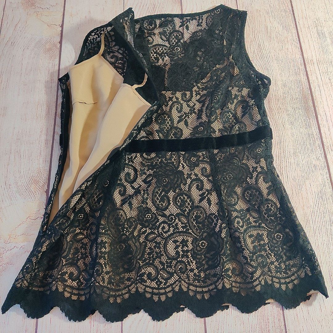Loft lace overlay sleeveless scallop hem top sz 2 Size XS / US 0-2 / IT 36-38 - 5 Thumbnail