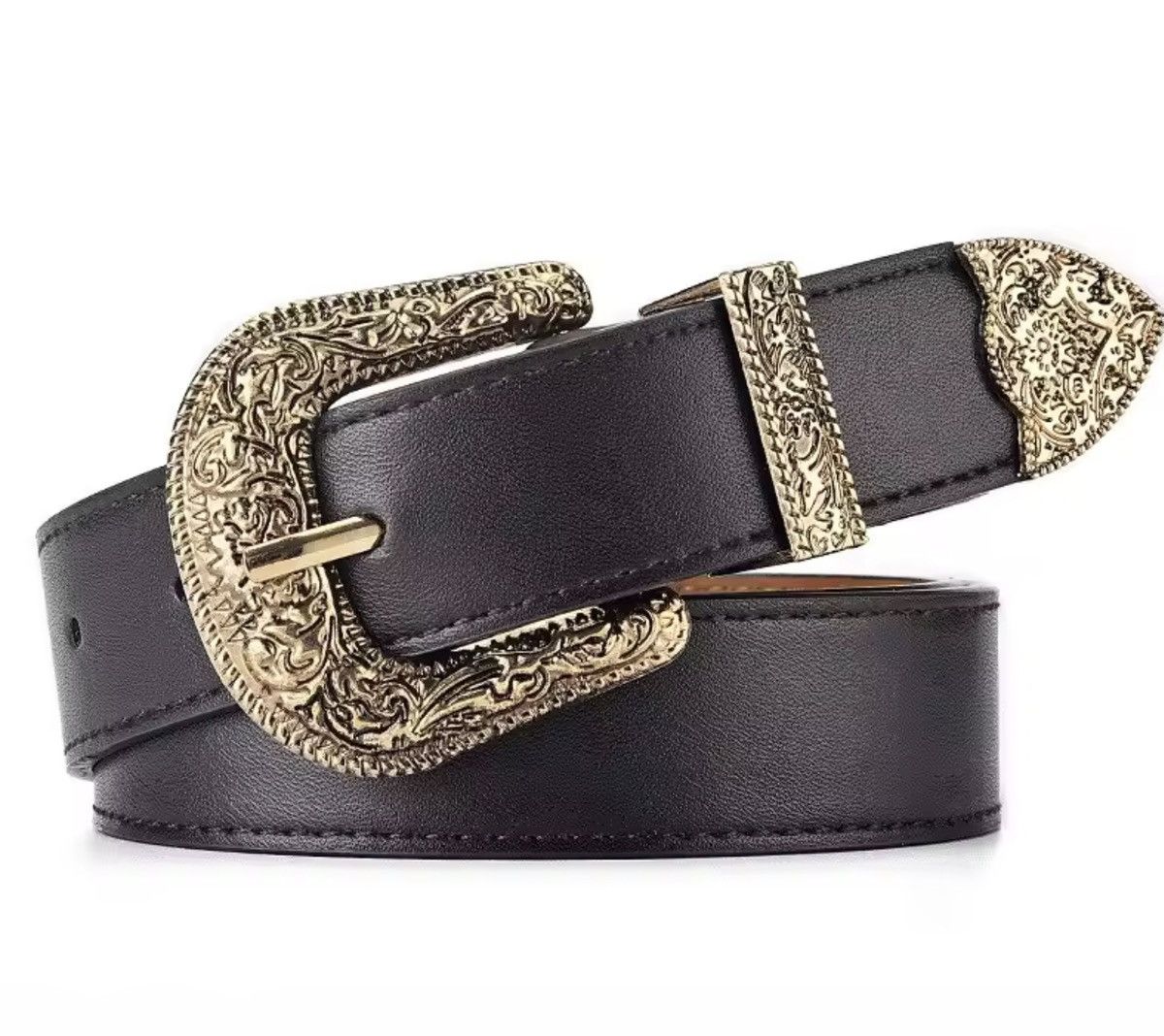 Japanese Brand Y2K Buckle Belt PU Leather Belt Size 32 - 2 Thumbnail