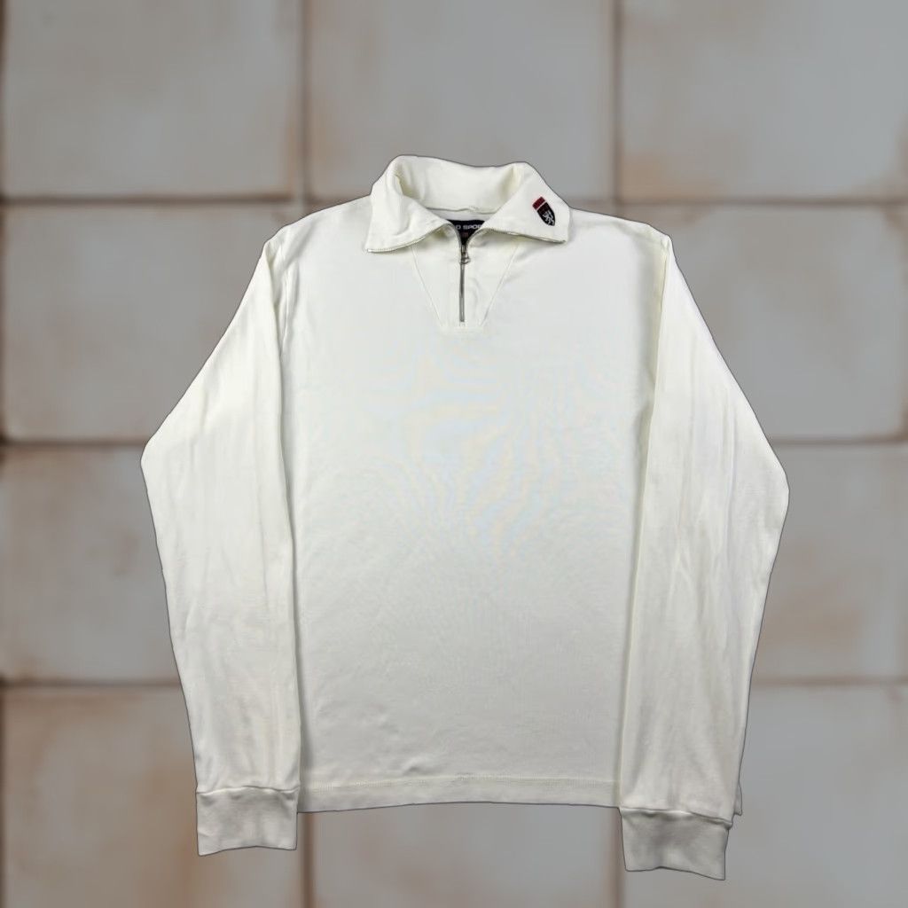 Vintage VINTAGE Polo Sport Quarter Zip Mens L White Pullover Embroidered Lion 90s Size US L / EU 52-54 / 3 - 1 Thumbnail