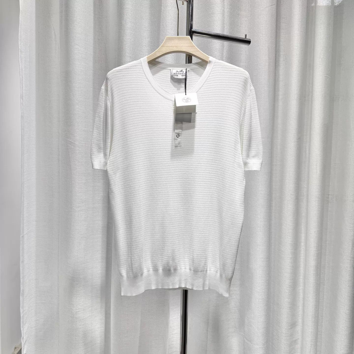 Hermes Hermès Henley Waffle White T-shirt Size L 99 New Size US L / EU 52-54 / 3 - 1 Thumbnail