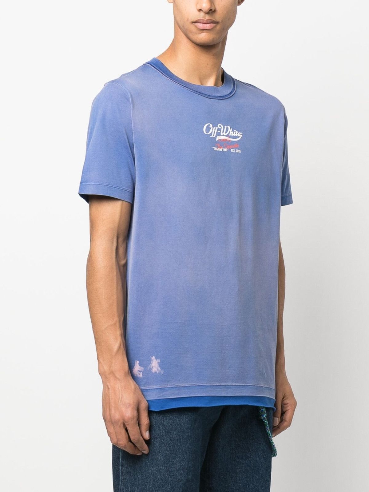 Off-White o1gr1nt1124 Wave Off Raw Slim S/S T-Shirt in Purple Size US L / EU 52-54 / 3 - 2 Thumbnail