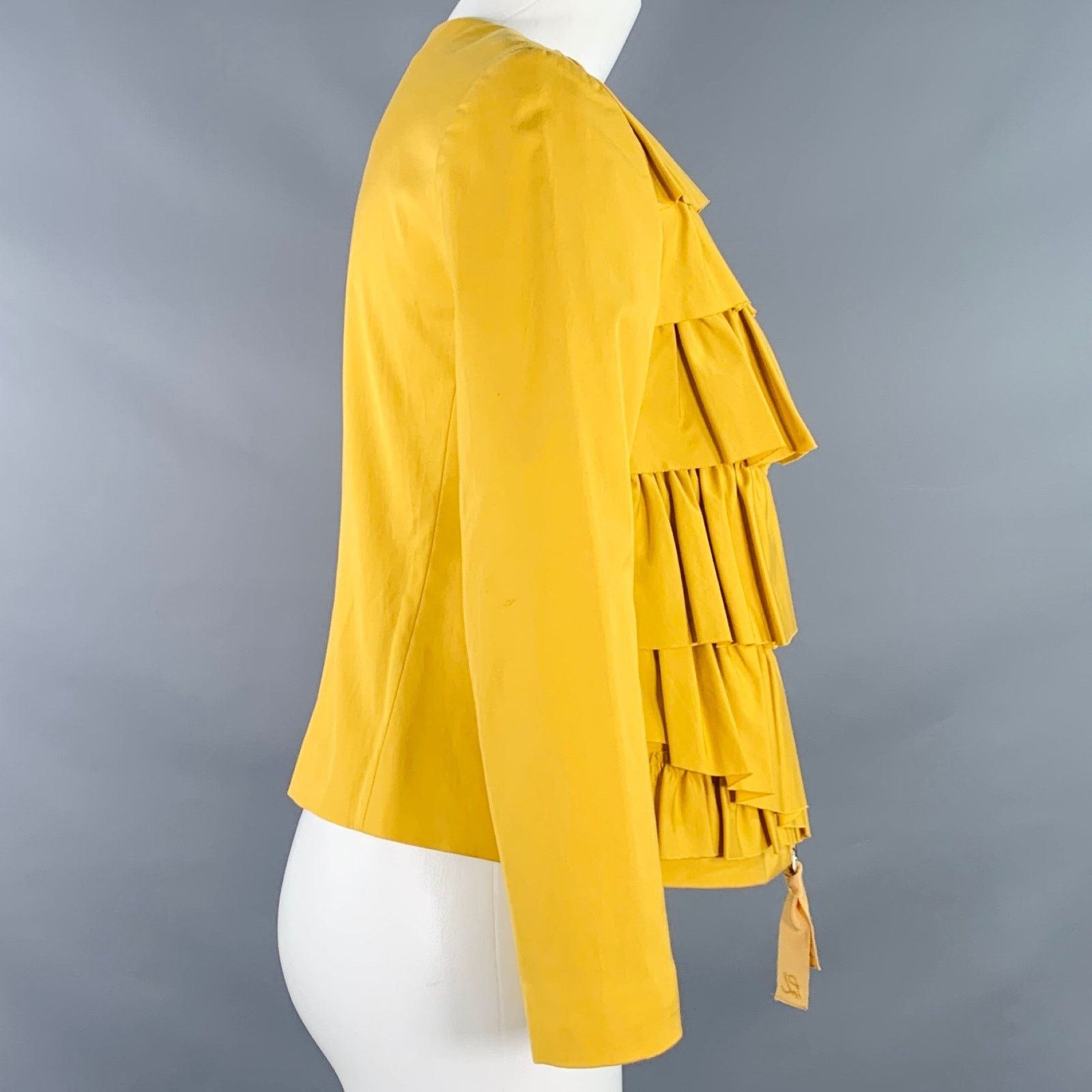3.1 Phillip Lim 3.1 PHILLIP LIM 4 Yellow Cotton Blend Ruffled Jacket Blazer Size S / US 4 / IT 40 - 3 Thumbnail