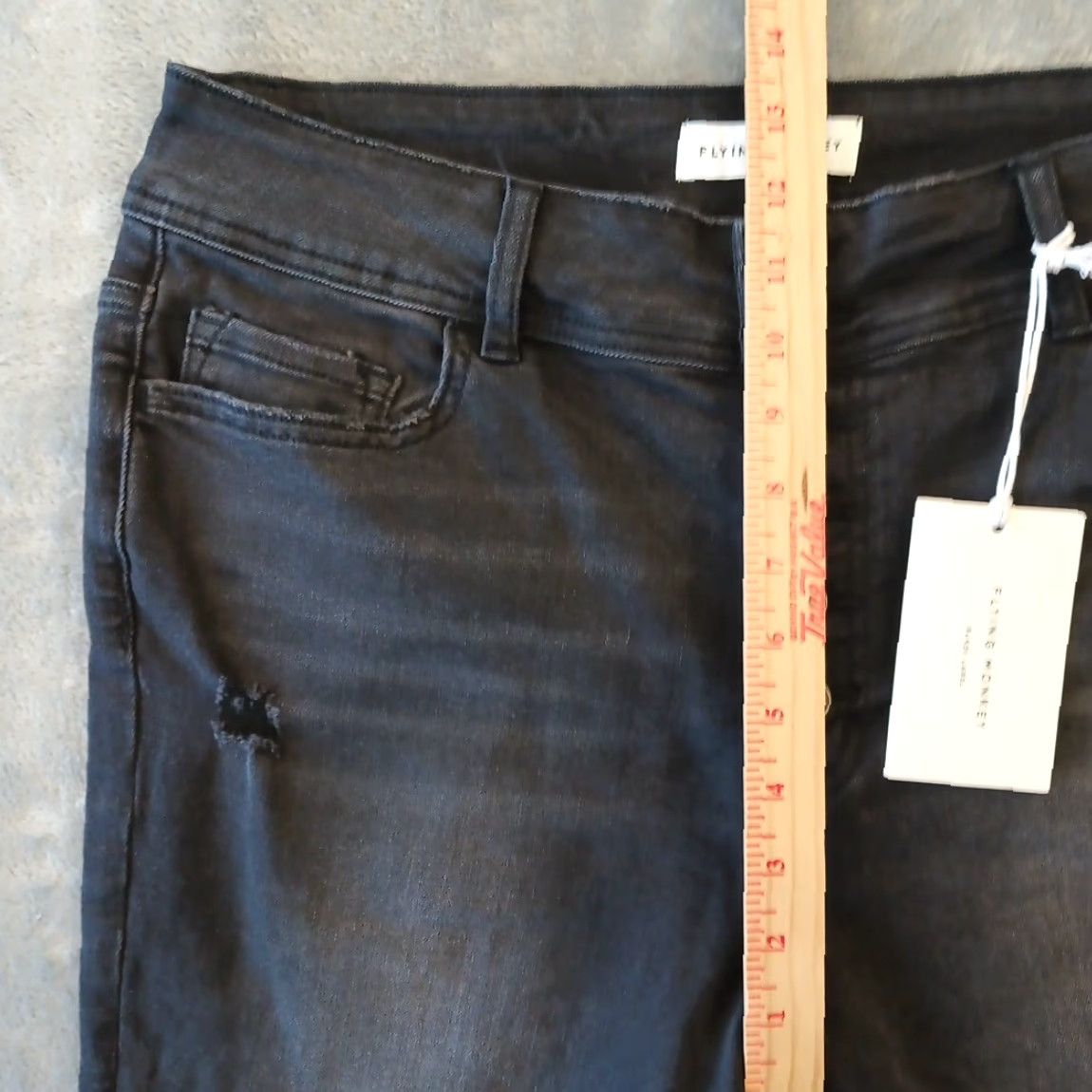 Vintage Flying Monkey Jeans Womens Size 32 Black Distressed Button Fly 34x28 New Size 24" / US 00 / IT 34 - 3 Thumbnail