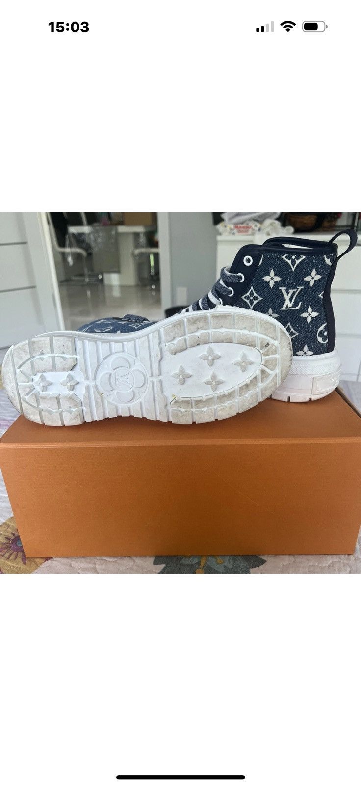 Louis Vuitton Louis Vuitton Squad Snickers Boot Monogram Denim NavyBlue Size US 8 / IT 38 - 16 Thumbnail