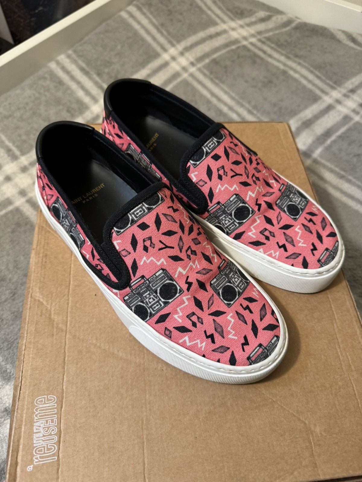 image of YVES Saint Laurent Venice Slip On Radio Sneakers in Pink, Men's (Size 8)