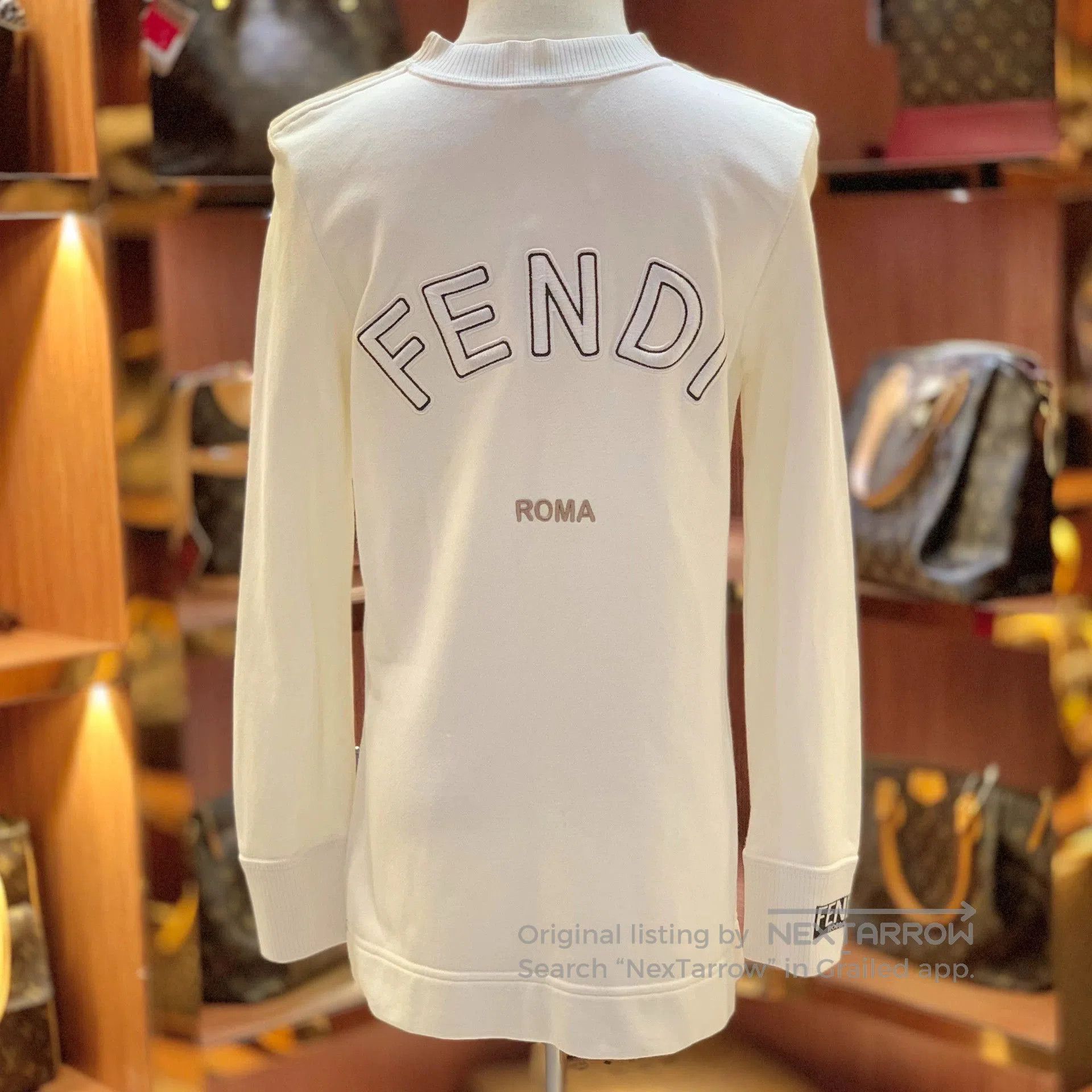 fendi women's sweatshirt in off-white color.