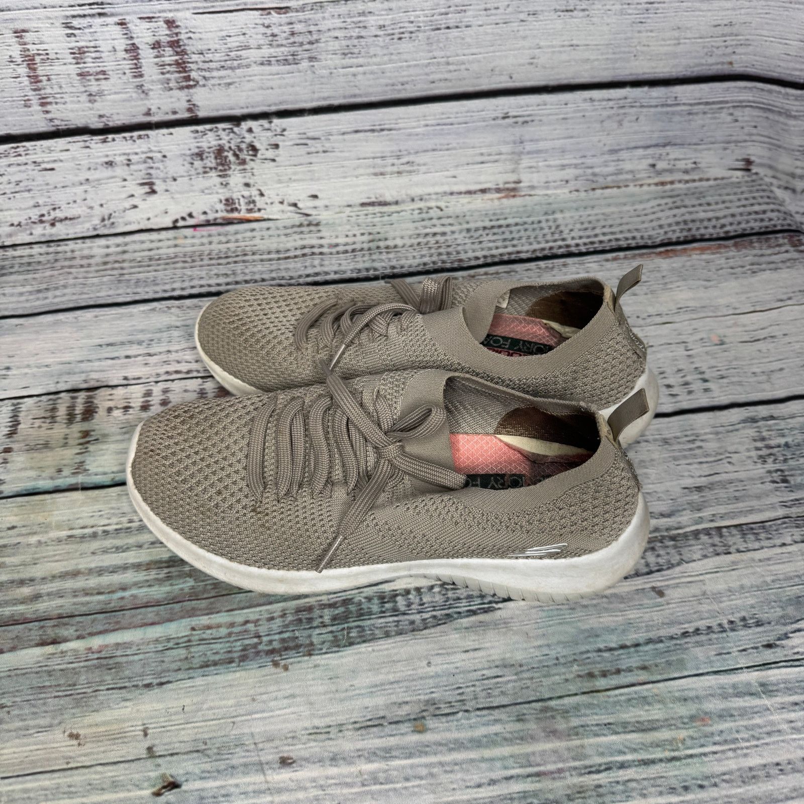SKECHERS Skechers Ultra Flex Statement Sneakers Knit Lace-Up Taupe 8 Size US 8 / IT 38 - 3 Thumbnail