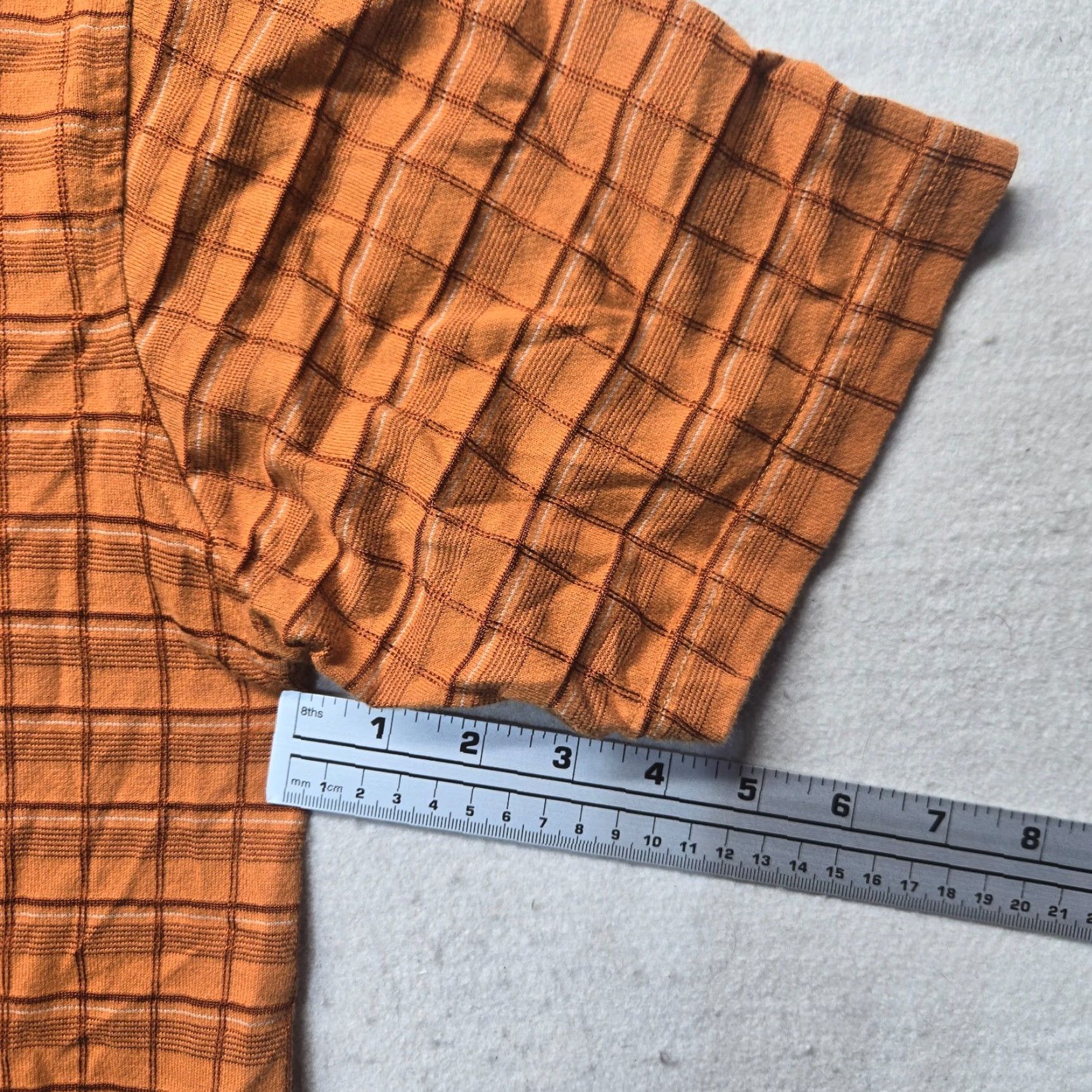 Van Heusen Van Heusen Shirt Polo Short Sleeve Adult S Orange Checkered Women’s Small Size 28" / US 6 / IT 42 - 5 Thumbnail