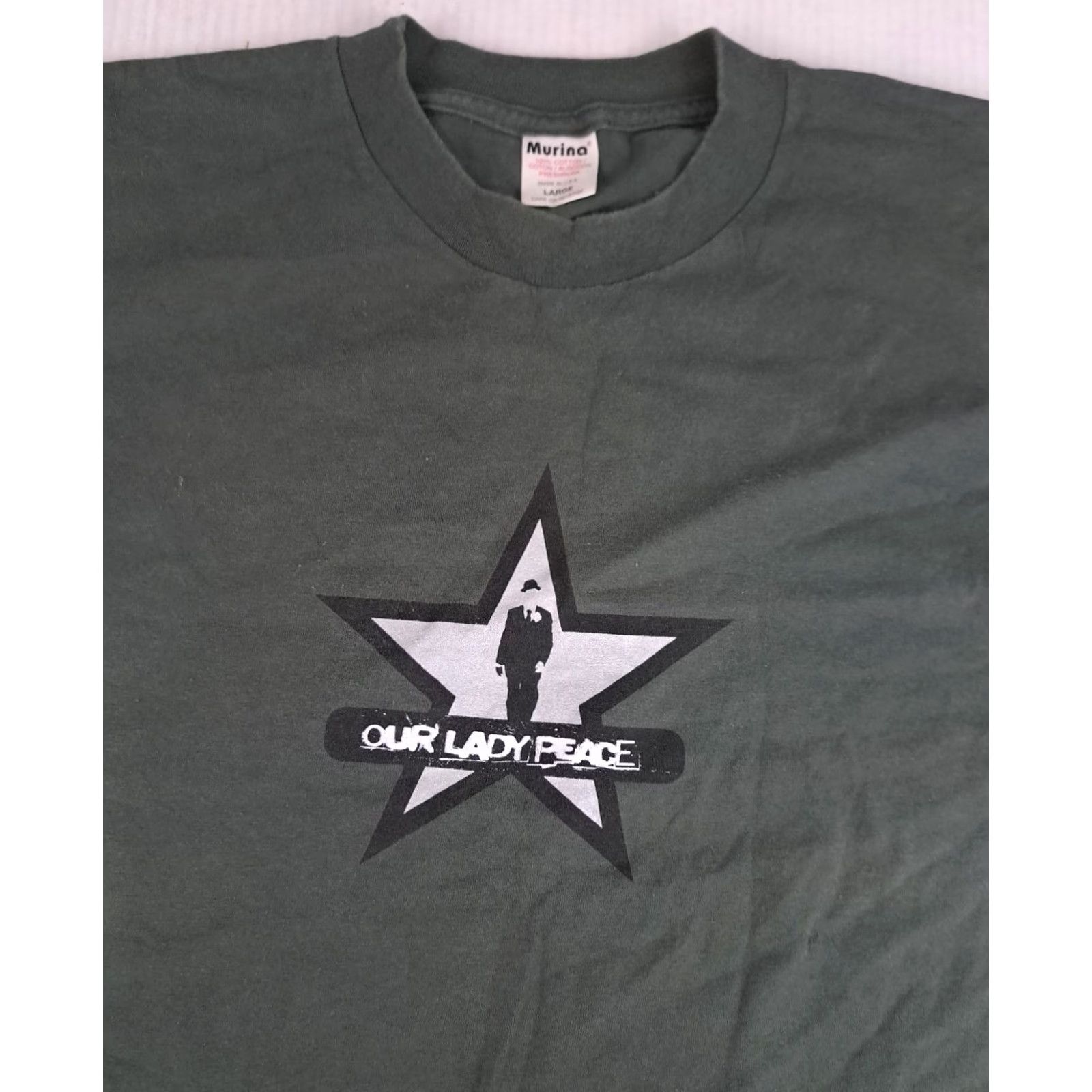 Vintage VINTAGE Our Lady Peace T-Shirt Murina Canvas Graphic Print Short Sleeve Crew Neck Olive L Adult/Unisex Music 1990s USA Size US L / EU 52-54 / 3 - 3 Thumbnail