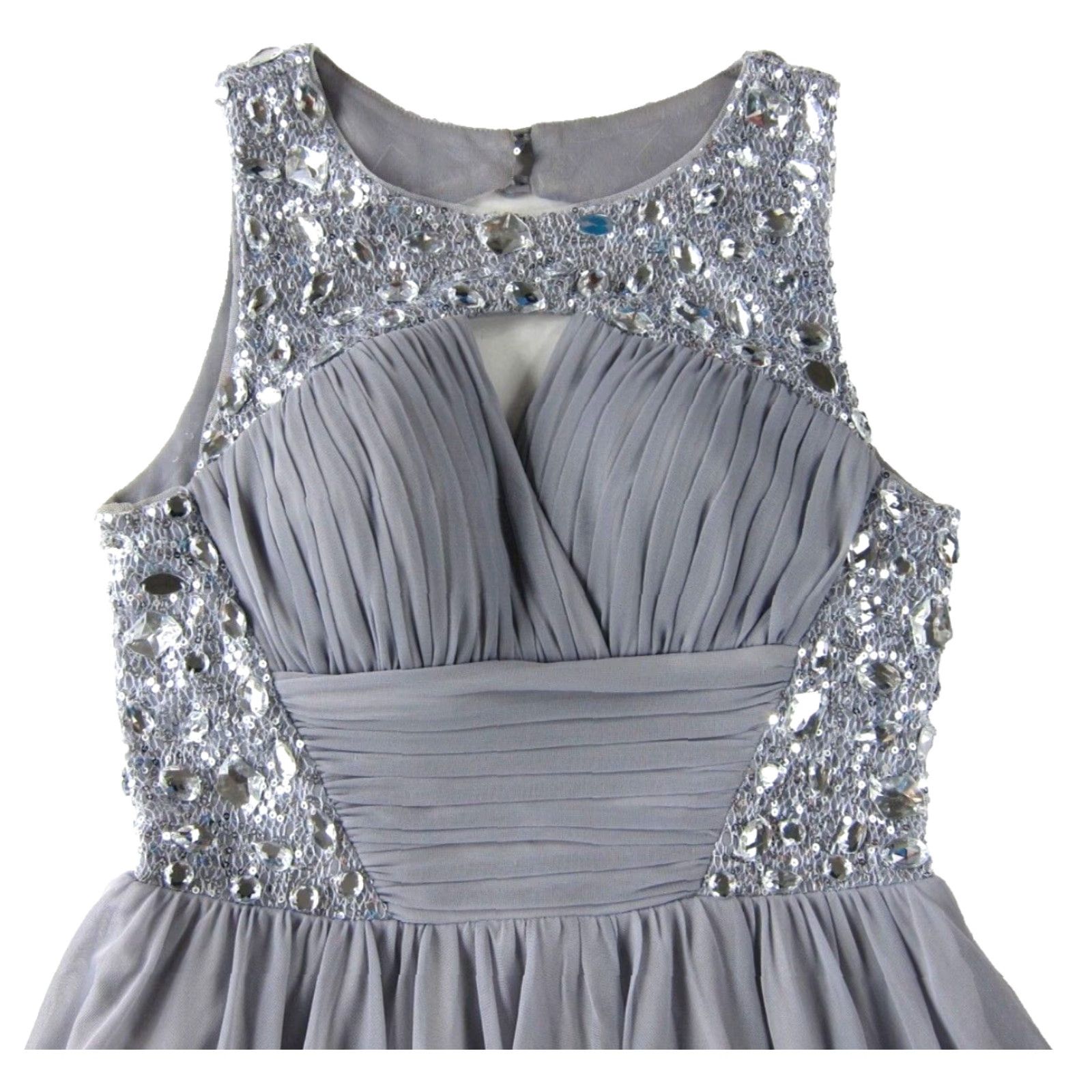 Vintage Blondie Nites Ball Gown Dress Sleeveless Party Grey Silver Sparkle Ruched 1 Womens Junior Size 1 Knee Length Size XS / US 0-2 / IT 36-38 - 4 Thumbnail