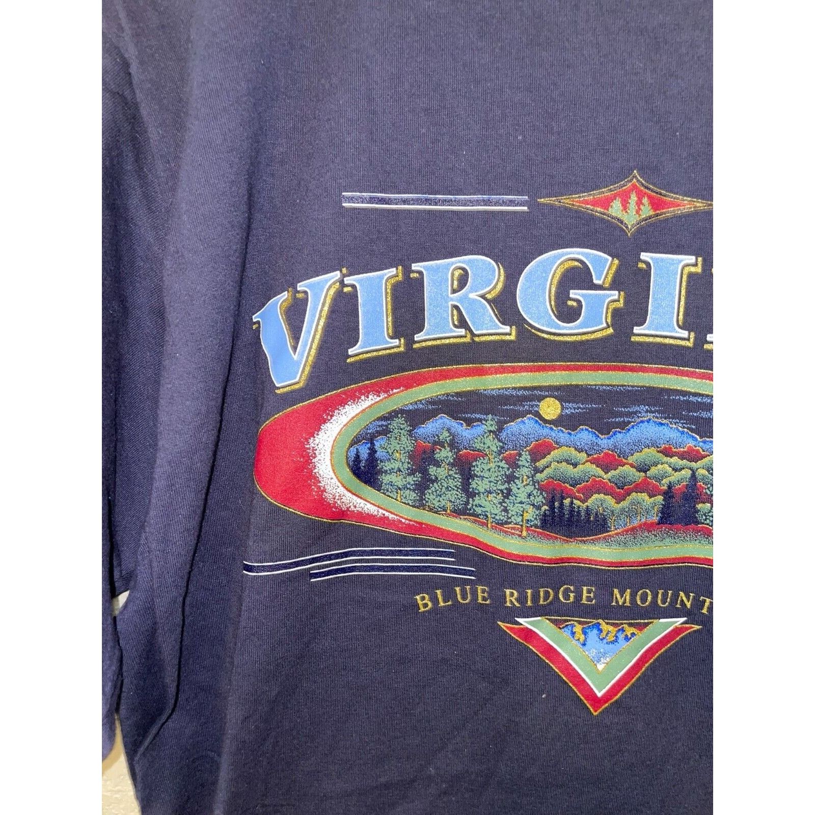 Jerzees Vintage Virginia Shirt Blue Ridge Blue Graphic Tee 90s VTG L Size US L / EU 52-54 / 3 - 2 Thumbnail