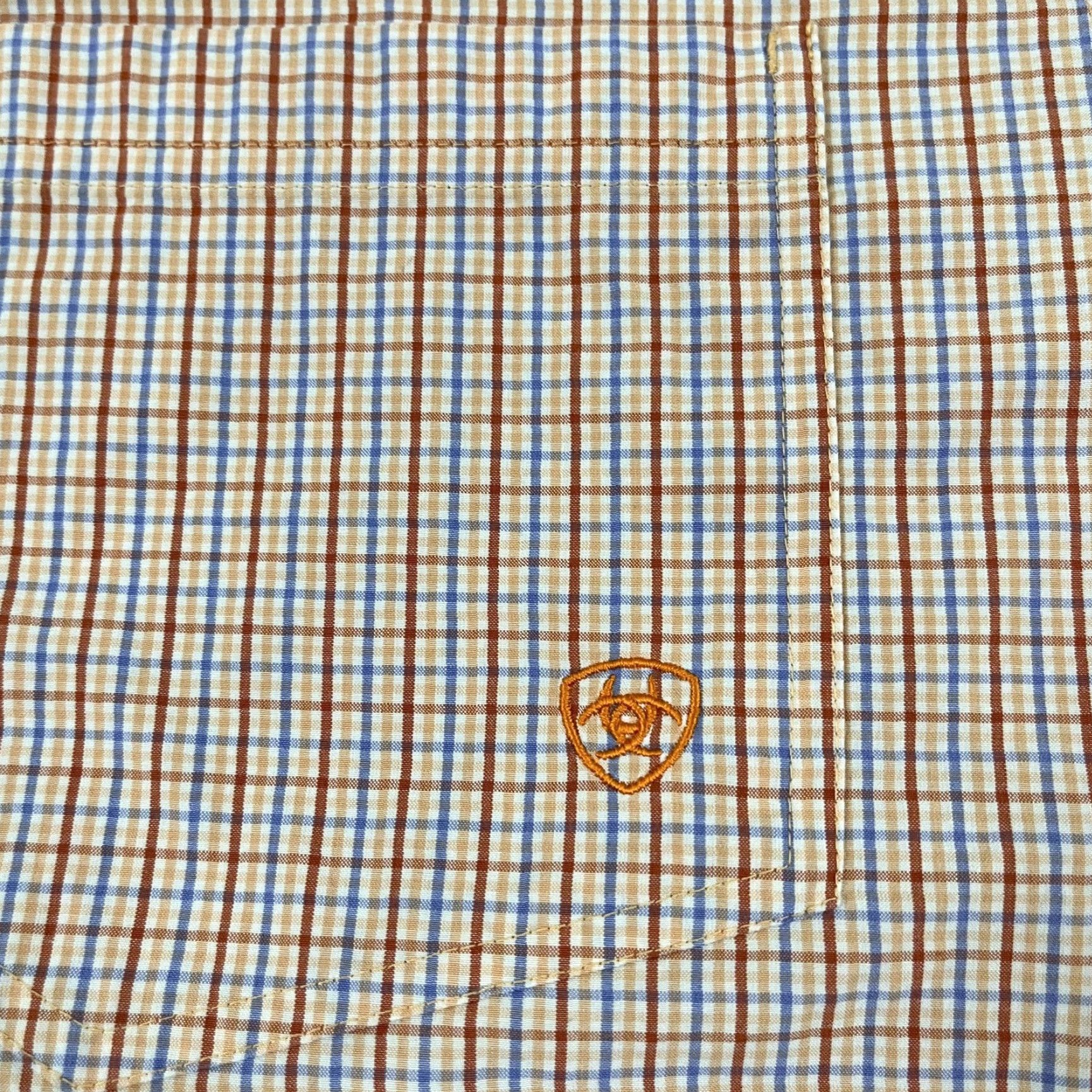 Ariat Ariat Pro Series Shirt Mens Medium Orange Blue Plaid Rodeo Cowboy Button Down Shirt Size US M / EU 48-50 / 2 - 2 Thumbnail