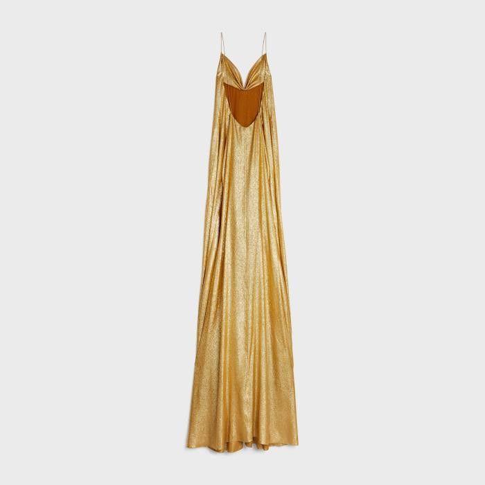 Celine o1w1db10125 2R50J235V Crepe Lame Lingerie Dress in Gold | Grailed