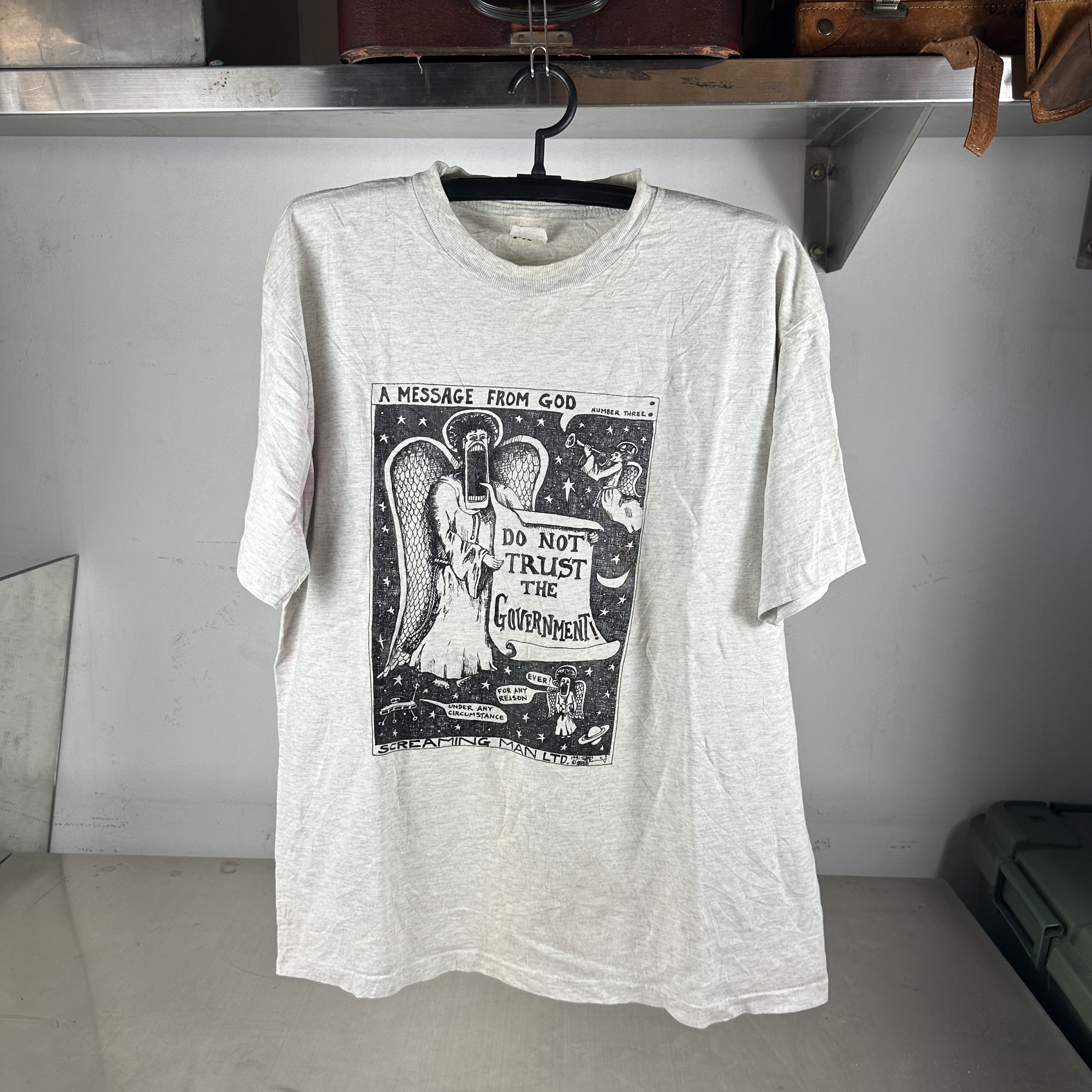 Vintage ​​Vintage 1991 Bad Bob Screaming A Message From God Art Tee Size US XL / EU 56 / 4 - 1 Thumbnail