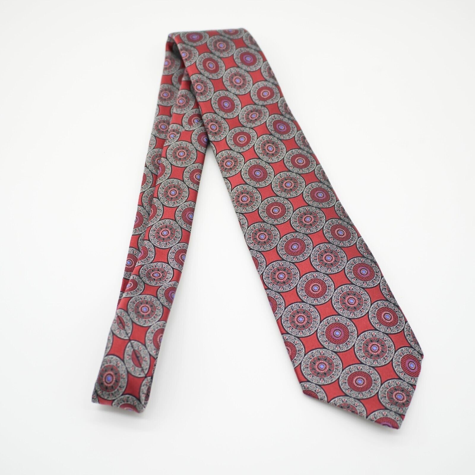 Ermenegildo Zegna Ermengildo Zegna Red Geometric Woven Silk Tie Size ONE SIZE - 6 Thumbnail