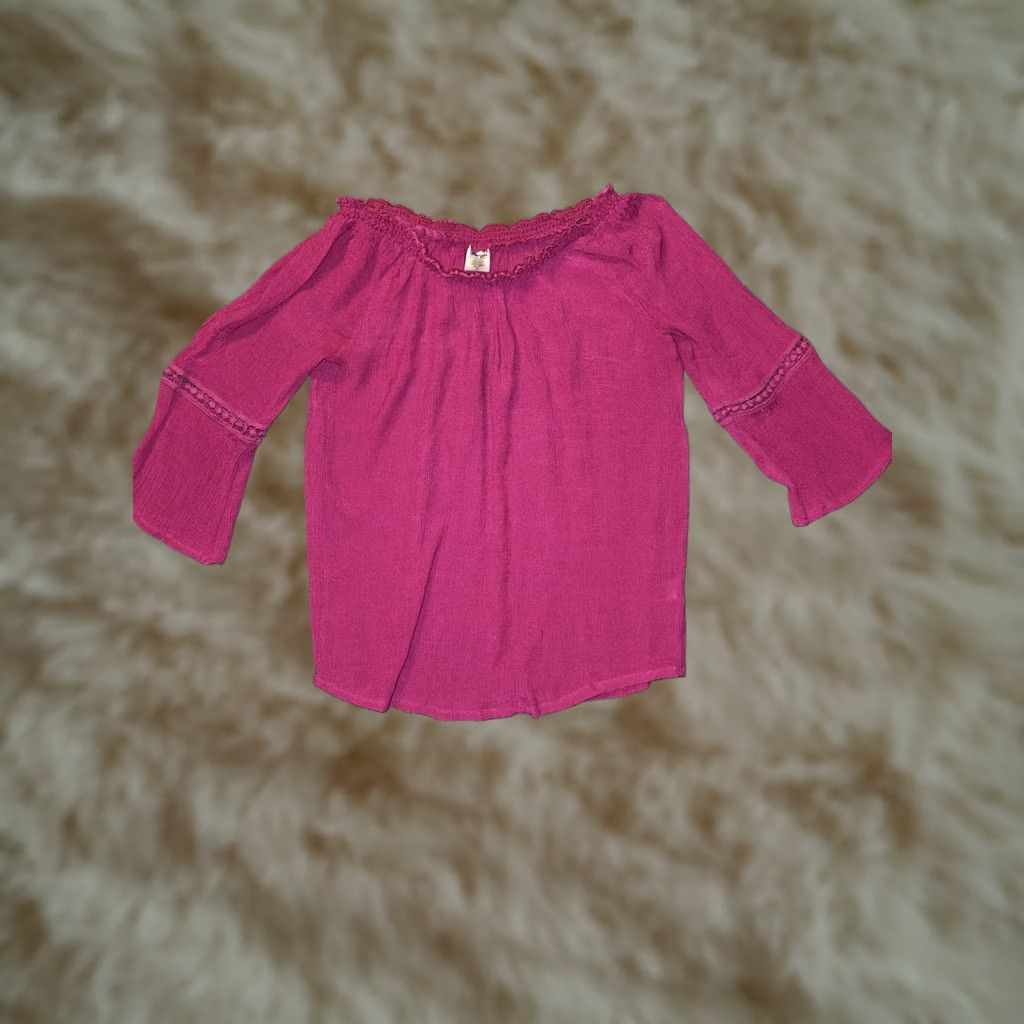Wrangler Wrangler Wrancher Shirt Women's XL Off Shoulder 3/4 Sleeve Magenta Stretch Colorful Western Size XL / US 12-14 / IT 48-50 - 1 Thumbnail