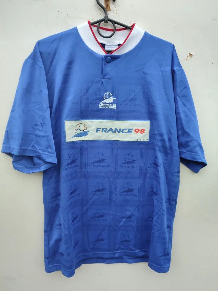 Vintage FRANCE 98 OFFICIAL LICENCED BLUE FOOTBALL SHIRT COUPE DU Size US M / EU 48-50 / 2 - 1 Thumbnail