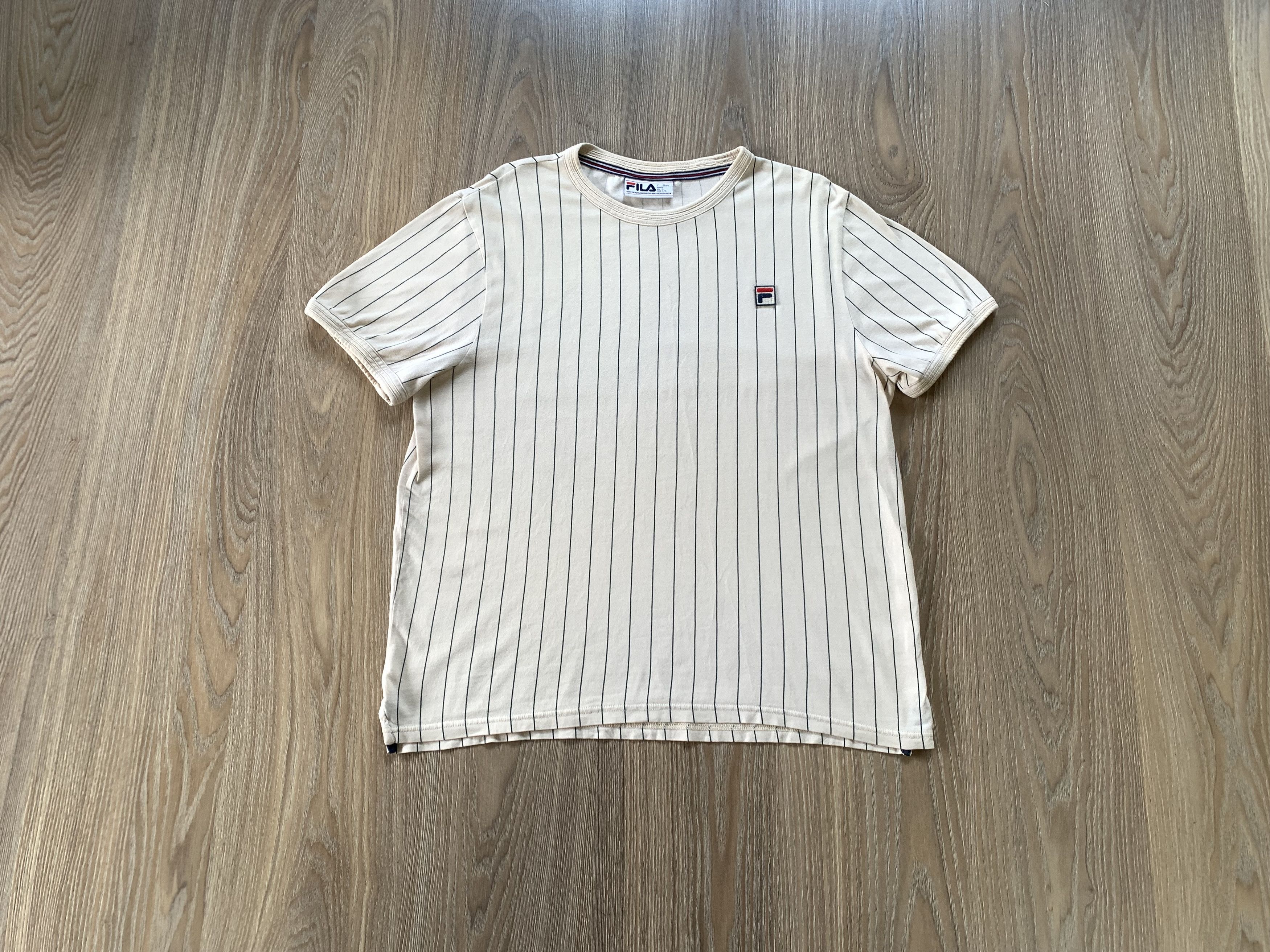 Fila Fila Mens Beige Stripe Cotton T Shirt Size US L / EU 52-54 / 3 - 1 Thumbnail