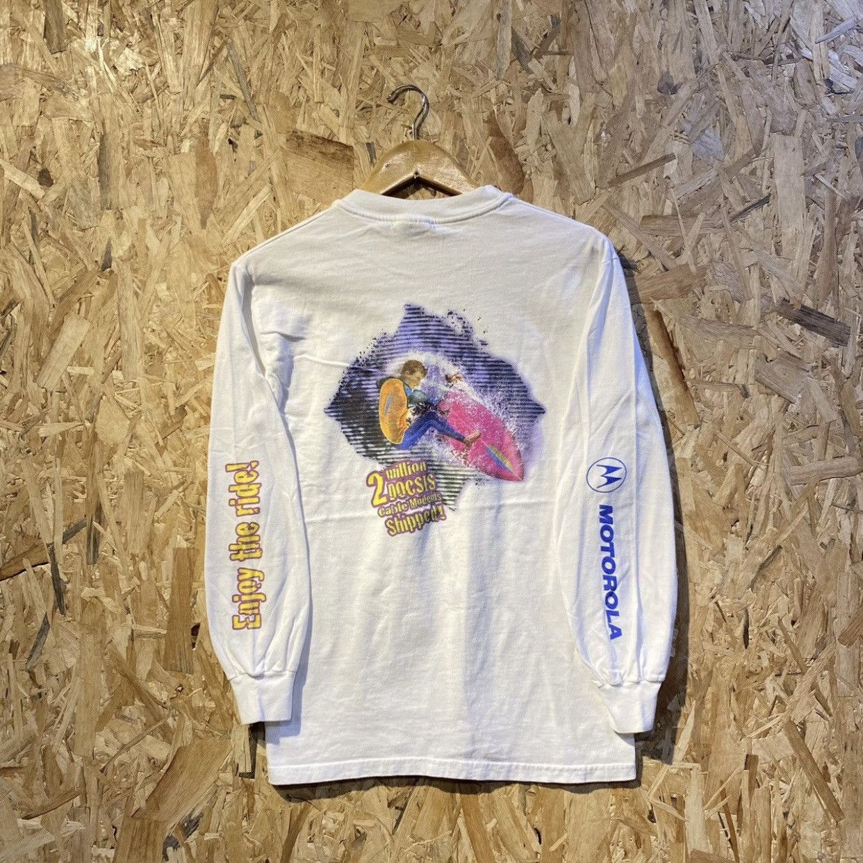 Motorola × Vintage Vintage 90s Motorola Surf Design Long Sleeve Shirt/ S Size US S / EU 44-46 / 1 - 1 Thumbnail