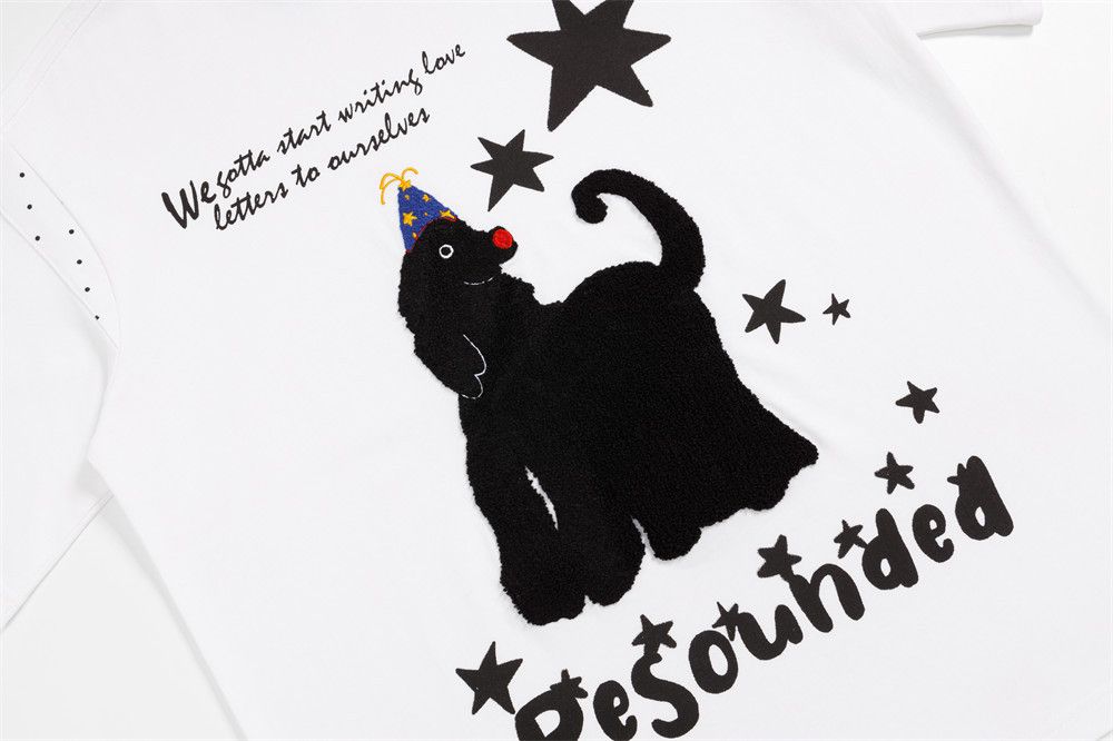 Japanese Brand Men's Loose-Fit Casual T-Shirt with Cartoon Dog Embroidery Size US M / EU 48-50 / 2 - 4 Thumbnail