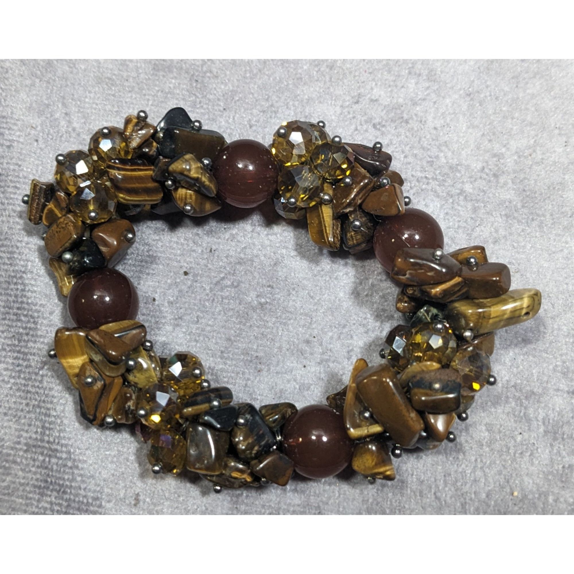 Other Brown Gemstone Chip Glass Beaded Tiger Eye Stretch Braceket Size ONE SIZE - 3 Thumbnail