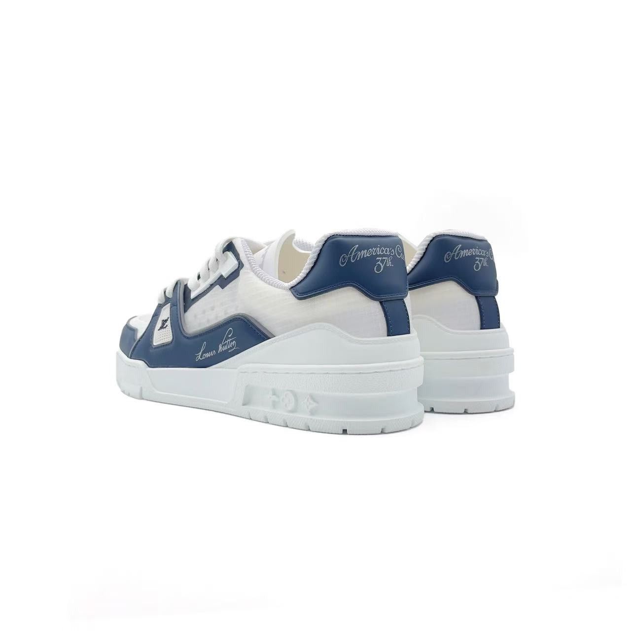 Louis Vuitton Louis Vuitton White & Marine Trainer Sneakers Size US 9 / IT 39 - 3 Thumbnail