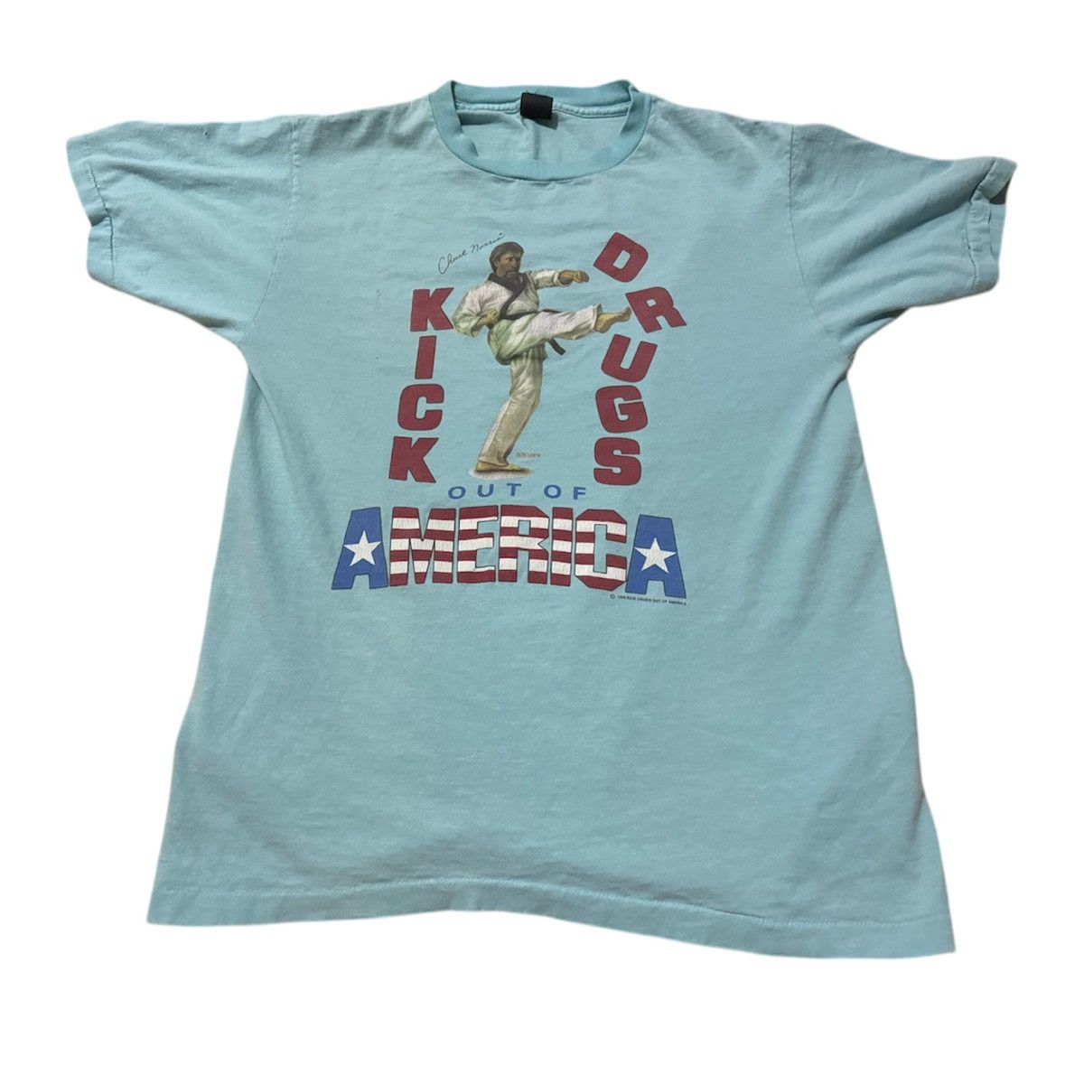 Other Vintage 90s Chuck Norris Kick Drugs Out of America T Shirt Size US M / EU 48-50 / 2 - 2 Thumbnail